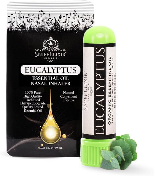 Eucalyptus Nasal Inhaler with Essential Oils for Adults - Natural Aromatherapy Stick for Breathing, Portable