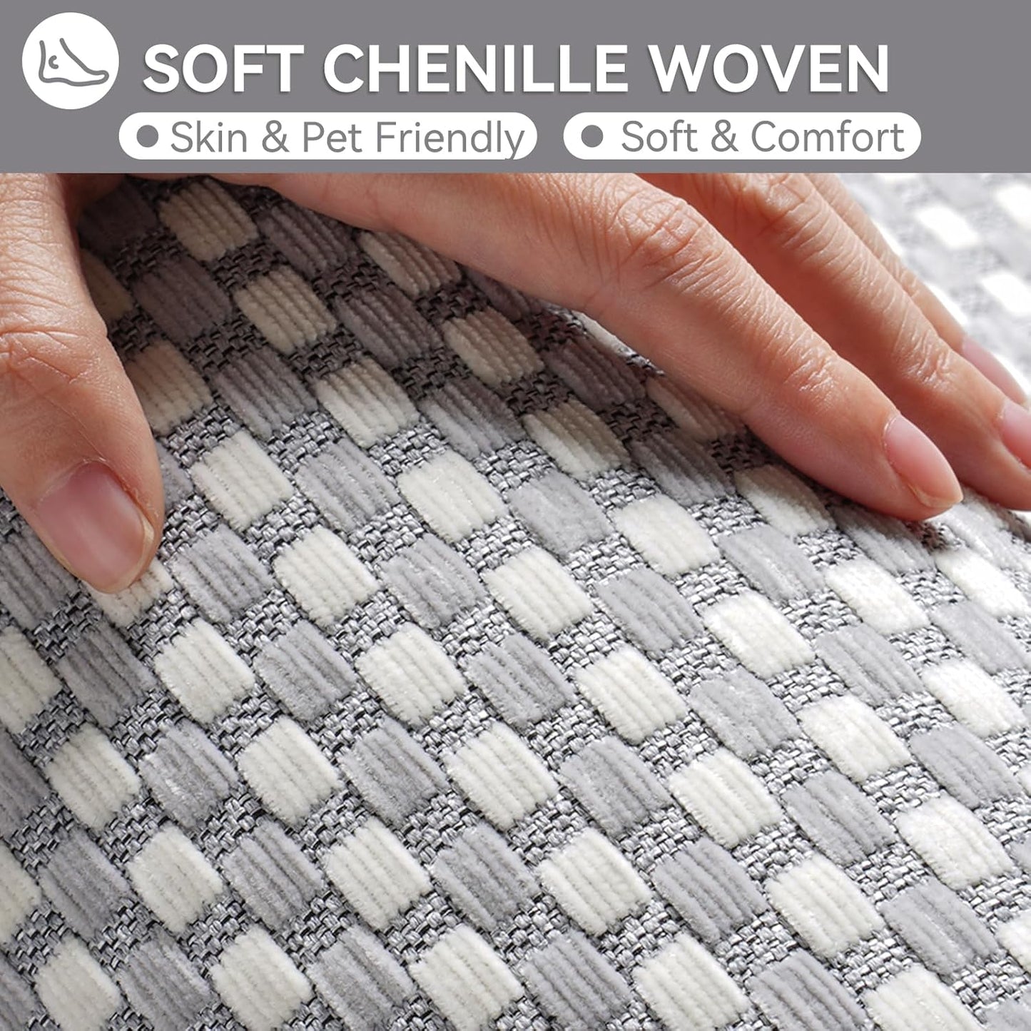 Bath Mat Bathroom Rugs Non Slip Washable, Soft Braided Ultra Thin Bath Mat, Super Absorbent Quick Dry Bath Rug Shower Mat, Rubber Backing, Fit Under Door Bathroom Floor Tub, Gray 20" x 31"