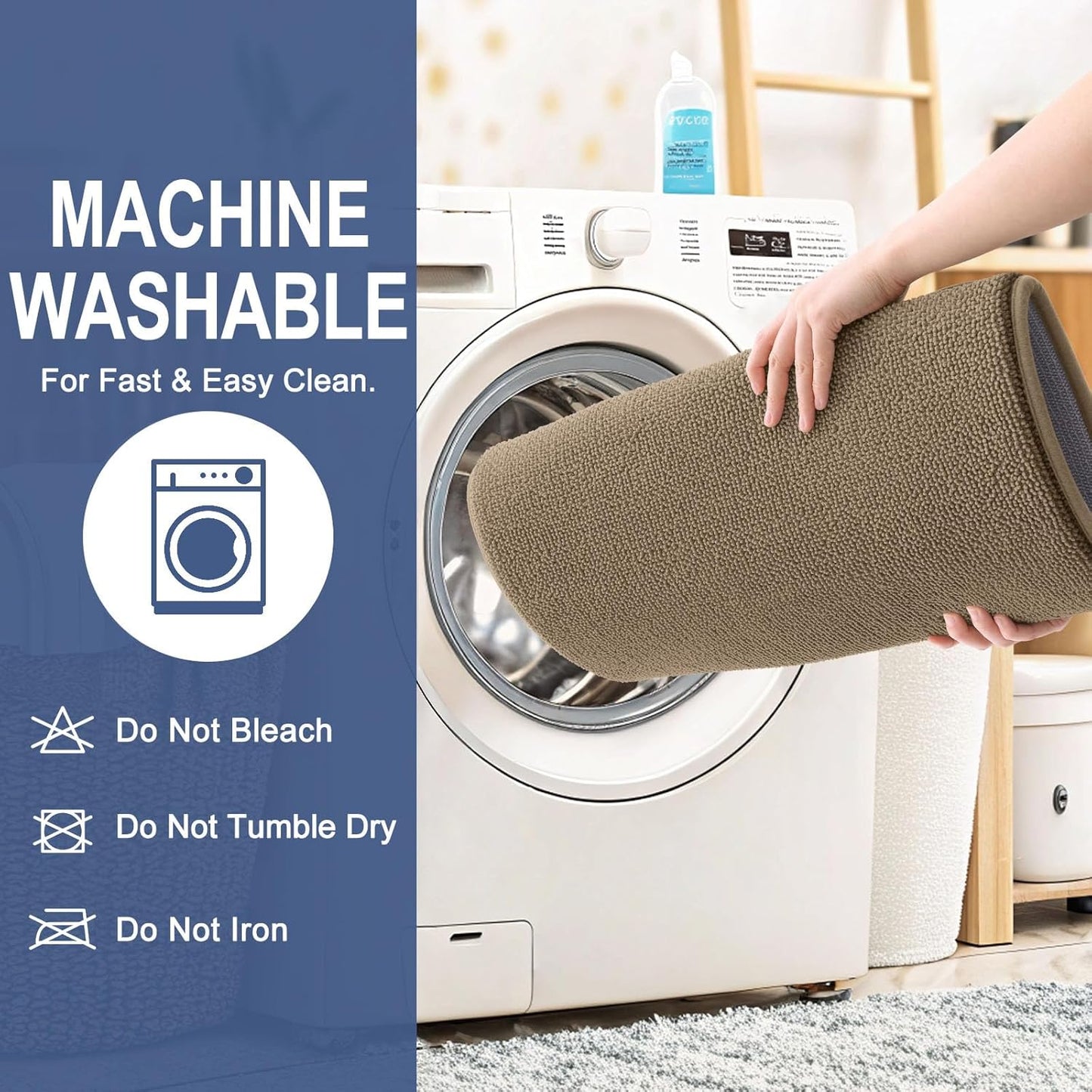 OLANLY Thick Memory Foam Bath Mat Rug 24x16, Extra Soft Absorbent Bathroom Rug, Quick Dry Bath Mats, Non-Slip, Machine Washable Carpet for Bathroom, Tub and Shower, Home Decor Accessories, Tan