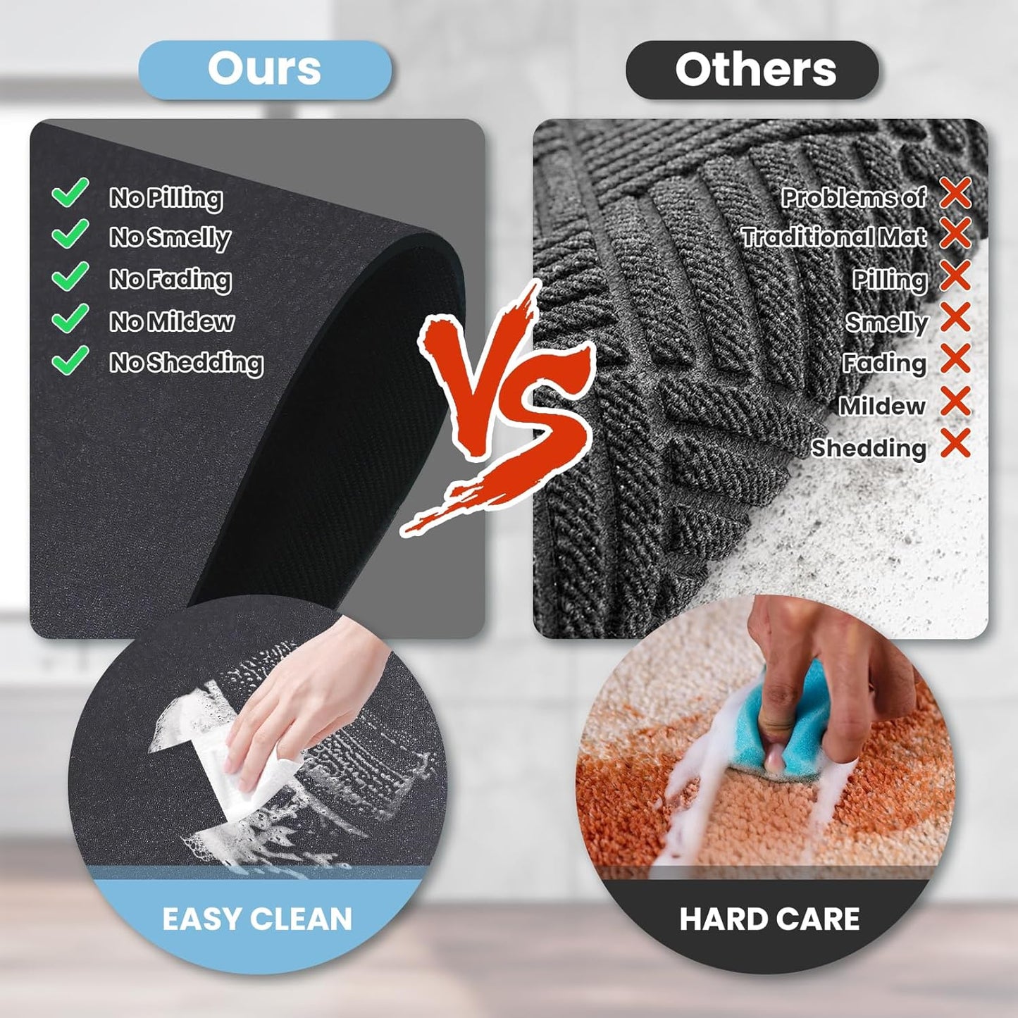 Diatomaceous Earth Bath mat Bathroom Rugs Super Absorbent Quick Dry Non Slip Bath Mat Thin Bathroom Floor Mats Fit Under Door-Shower Rug for in Front of Bathtub Shower, Dark Grey, 15.7"x35.4"