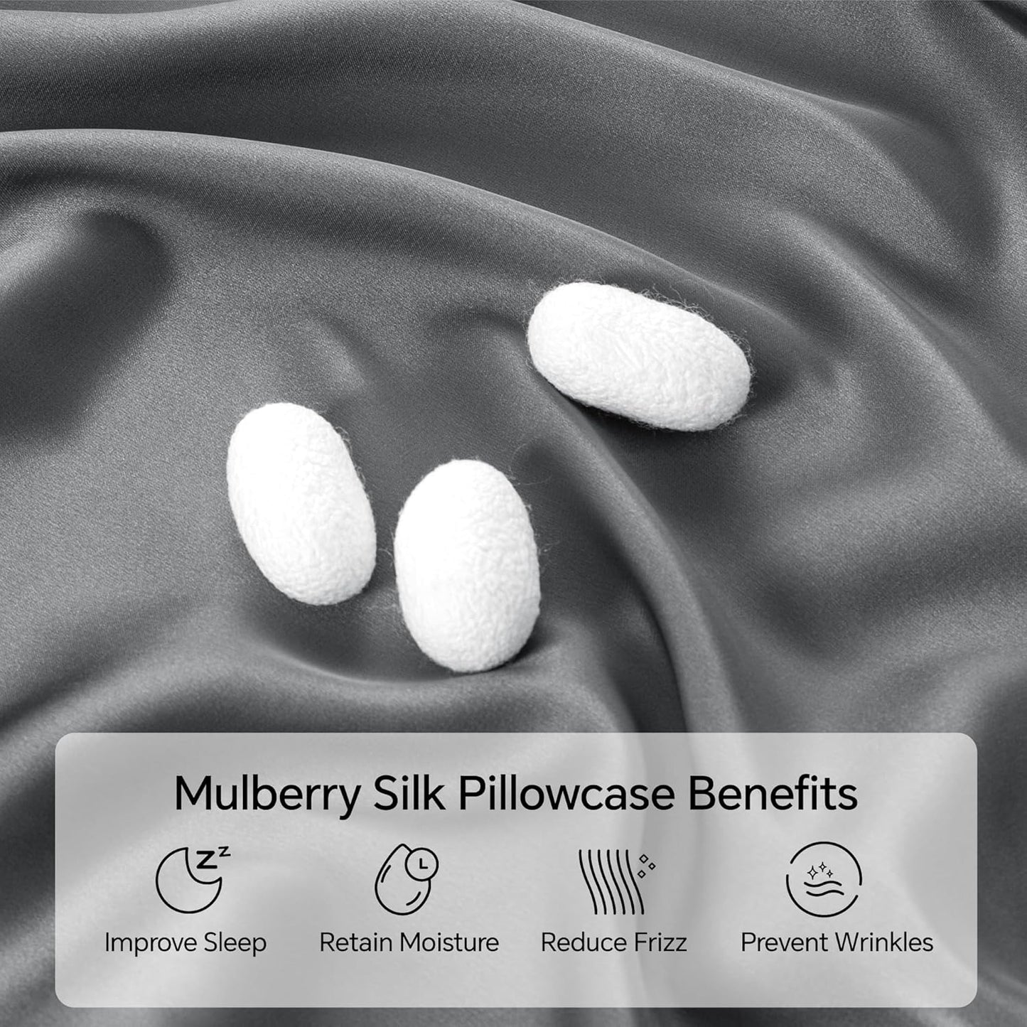 INFIIXSO Mulberry Silk Pillowcase for Hair and Skin, Silk Pillow Cases Standard Size with Hidden Zipper 20x26 Inches, Smooth and Soft Cooling Pillow Cases for Hot Sleepers(Dark Grey, 1 Pack)