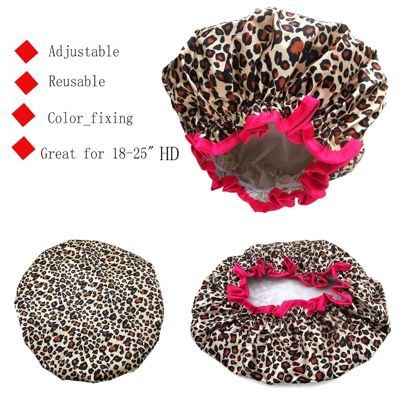 Shower Cap for Women,1 Pcs Shower Hat Waterproof-Double Layer-Reusable Elastic Bath Caps for Girls Spa Home Use,Hotel and Hair Salon …