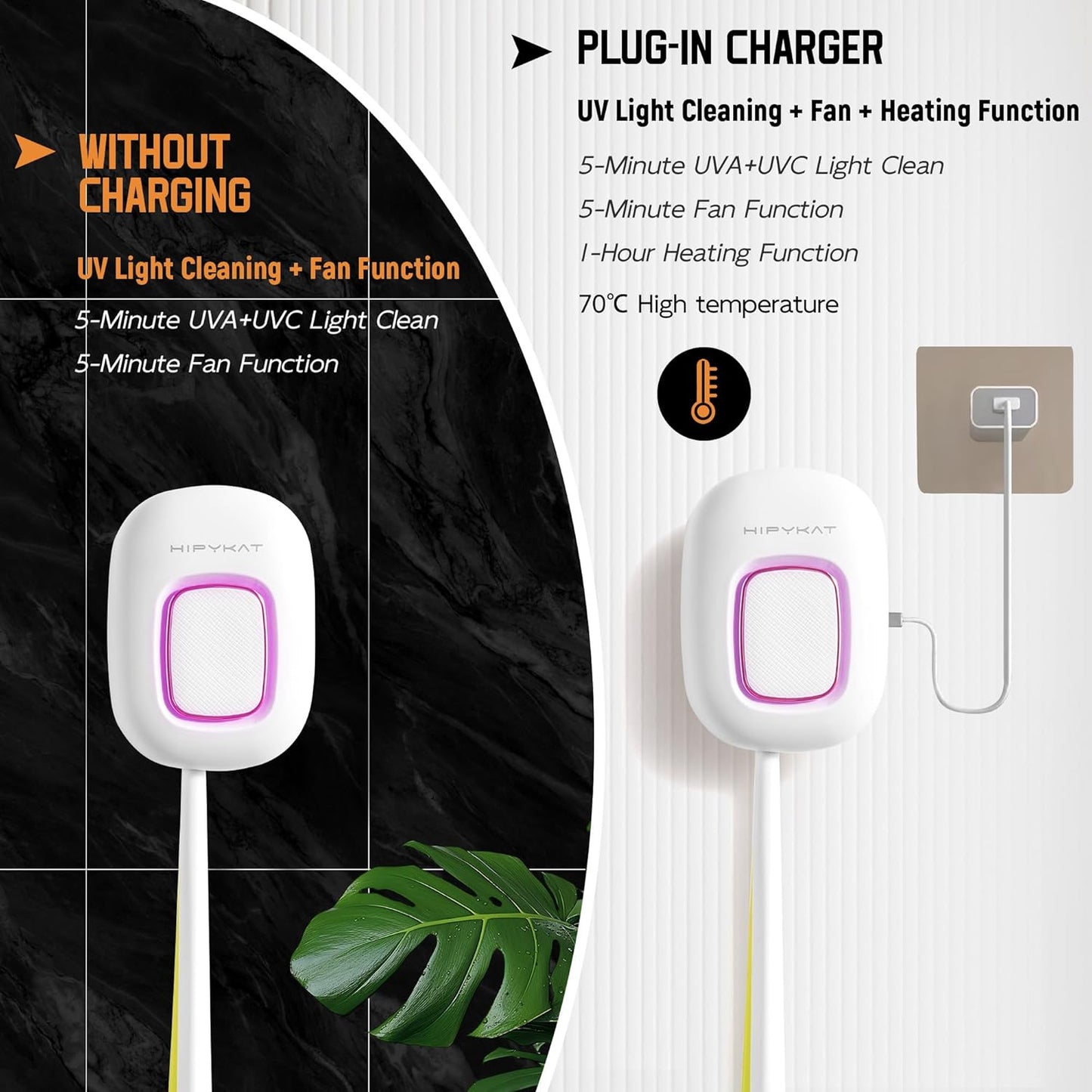 Toothbrush Sanitizeri Case with U V-C Lights, Dryer Heating, Fan Drying - Rechargeable Portable Toothbrush Cover, Magnetic Wall Mount Sterilizeri Box for Home, Travel & Fits All Toothbrushes