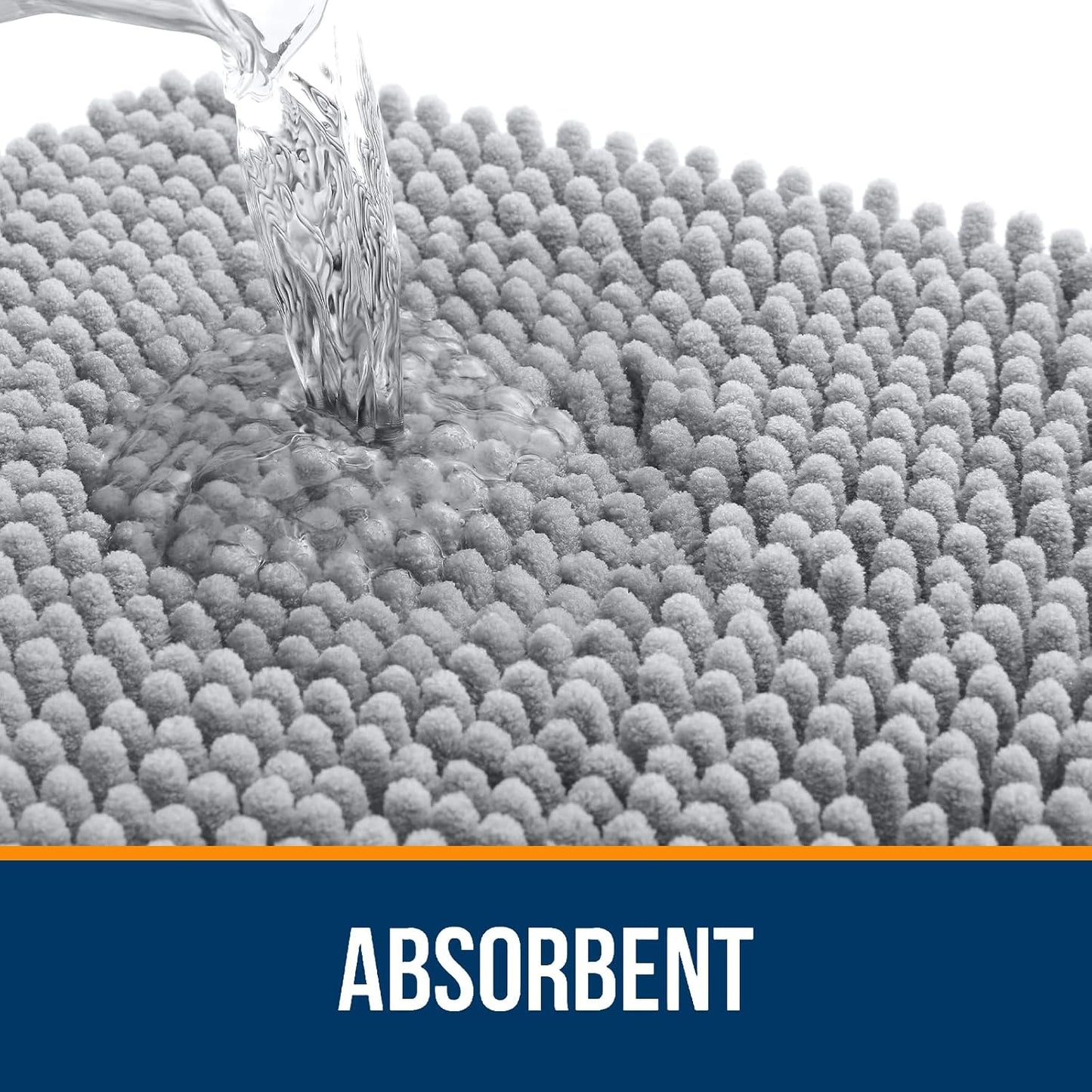 OLANLY Bathroom Rugs 30x20, Extra Soft Absorbent Chenille Bath Rugs, Rubber Backing Quick Dry, Machine Washable Bath Mats for Bathroom Floor, Tub and Shower, Home Decor Accessories, Light Grey