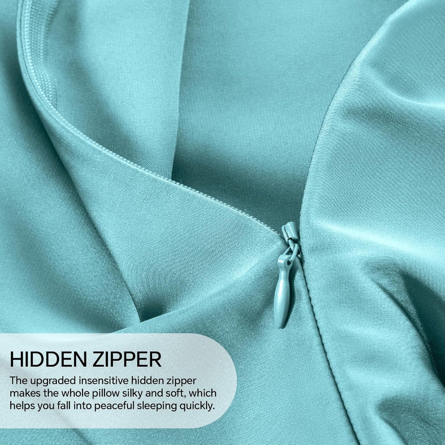 INFIIXSO Mulberry Silk Pillow Cases King Size Set of 2, Silk Pillowcase with Hidden Zipper 20"x36", Extraordinary Smooth and Soft Pillow Case for Hair and Skin(Ocean Mist, 2 Pack)