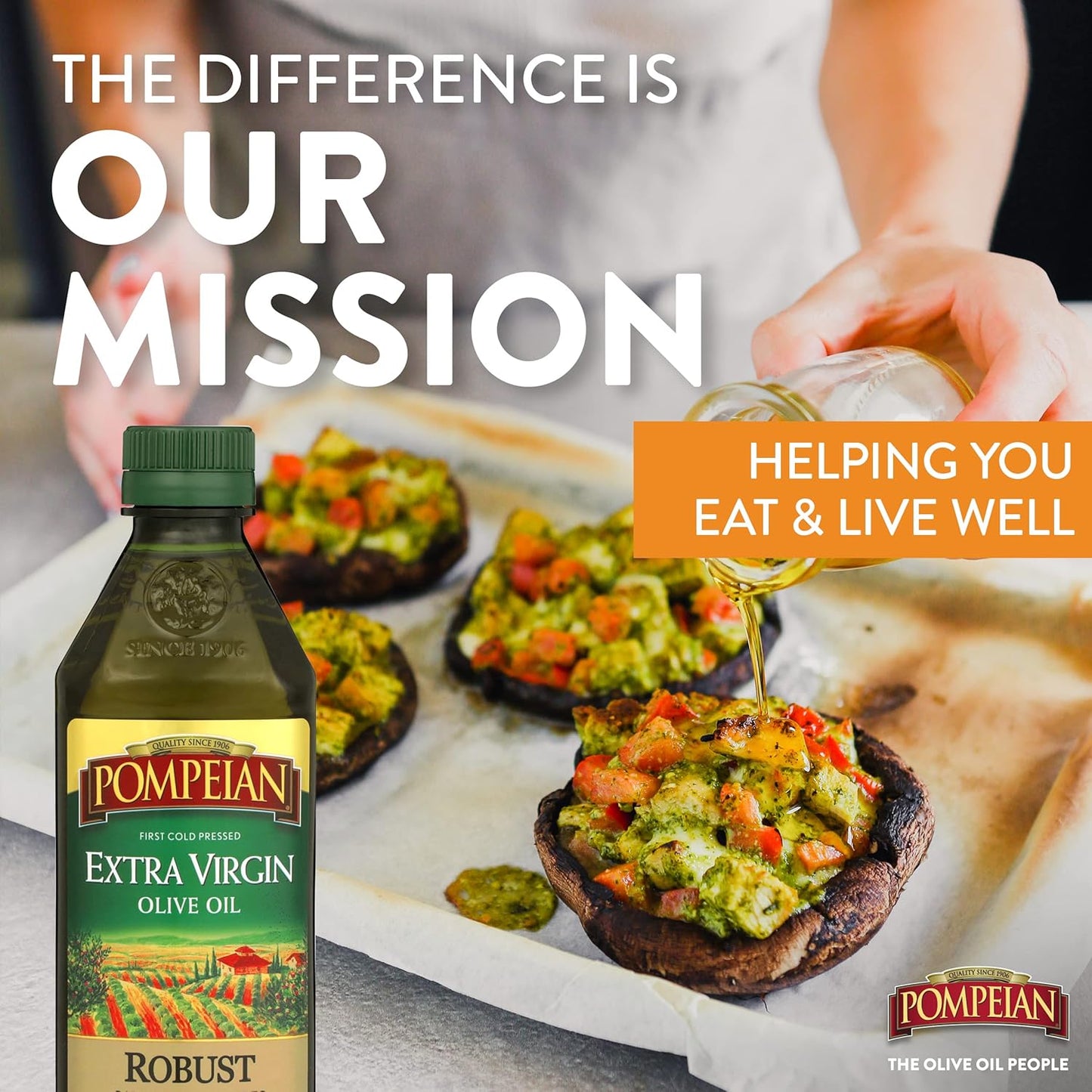 Pompeian Robust Extra Virgin Olive Oil, Contains Polyphenols, First Cold Pressed, 16 Fl Oz
