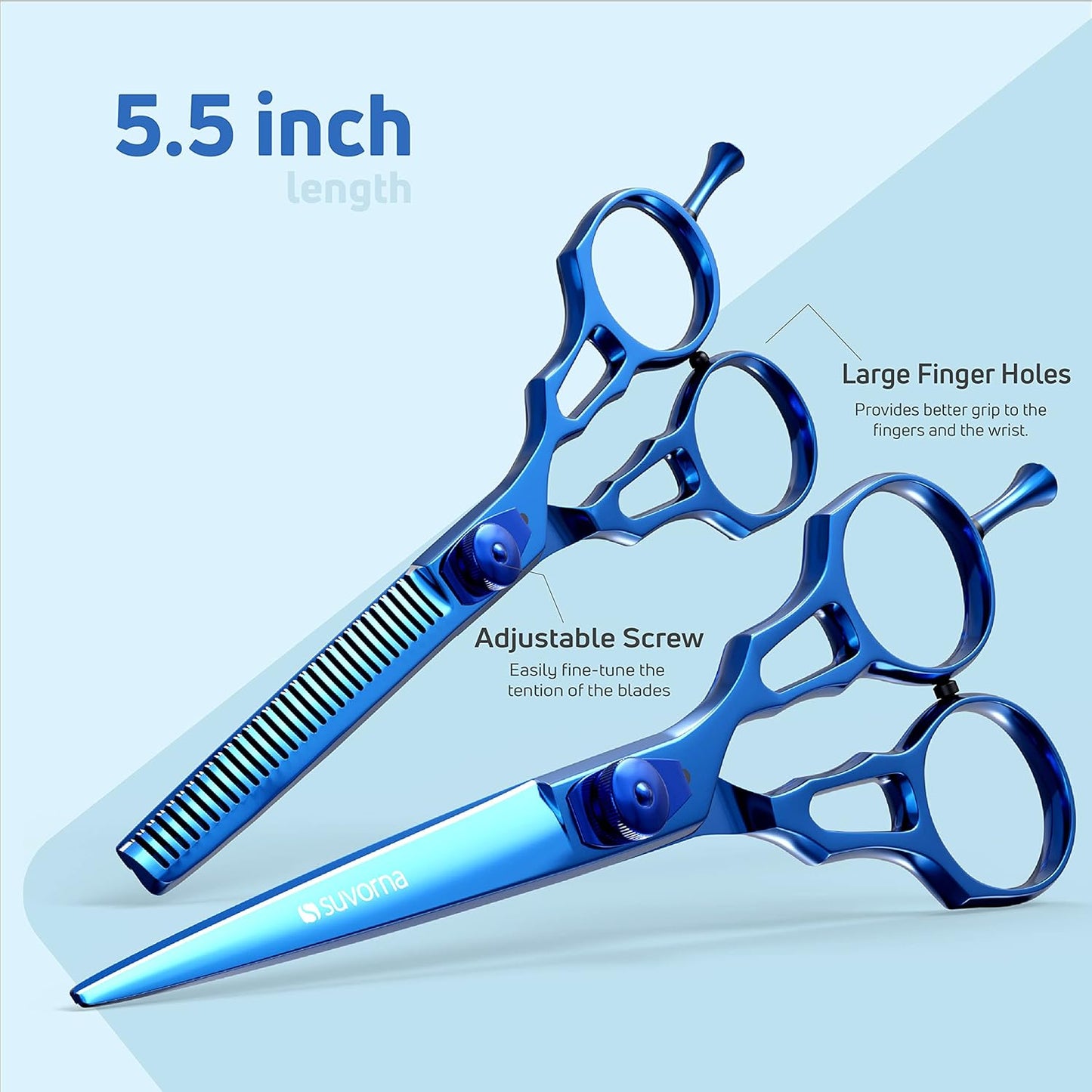 Suvorna Hair Cutting Scissors Professional with Thinning Shears for Hair | 2 Pcs Hair Shears | J2 Japanese Stainless Steel Professional Hair Scissors | 5.5" Hair Shear Professional.