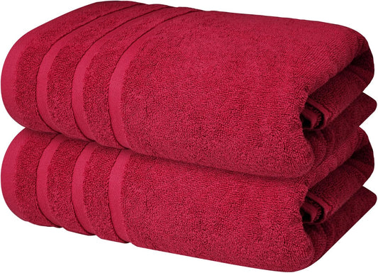Infinitee Xclusives 100% Cotton Luxury Bath Towels Set of 2 (27x54 Inches) (Burgundy, Bath Towels - Pack 2)