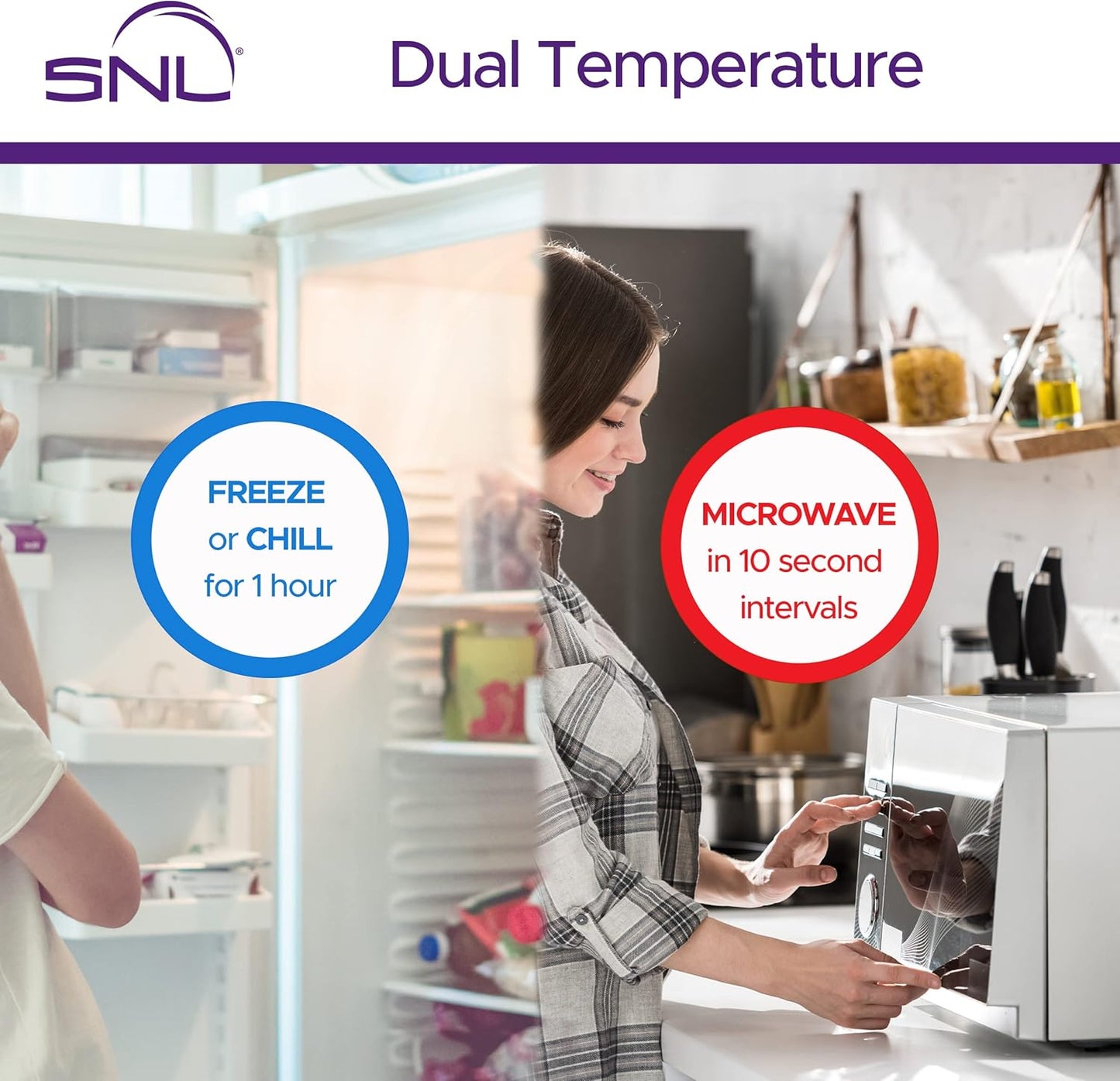 SNL Quality Hot & Ice Packs [6 Gel Packs], Reusable, Round, Soft Fabric Backing, for Breastfeeding, Pain Relief, First Aid - Includes: Wrap Sleeve for Hands-Free Application, Storage Bag