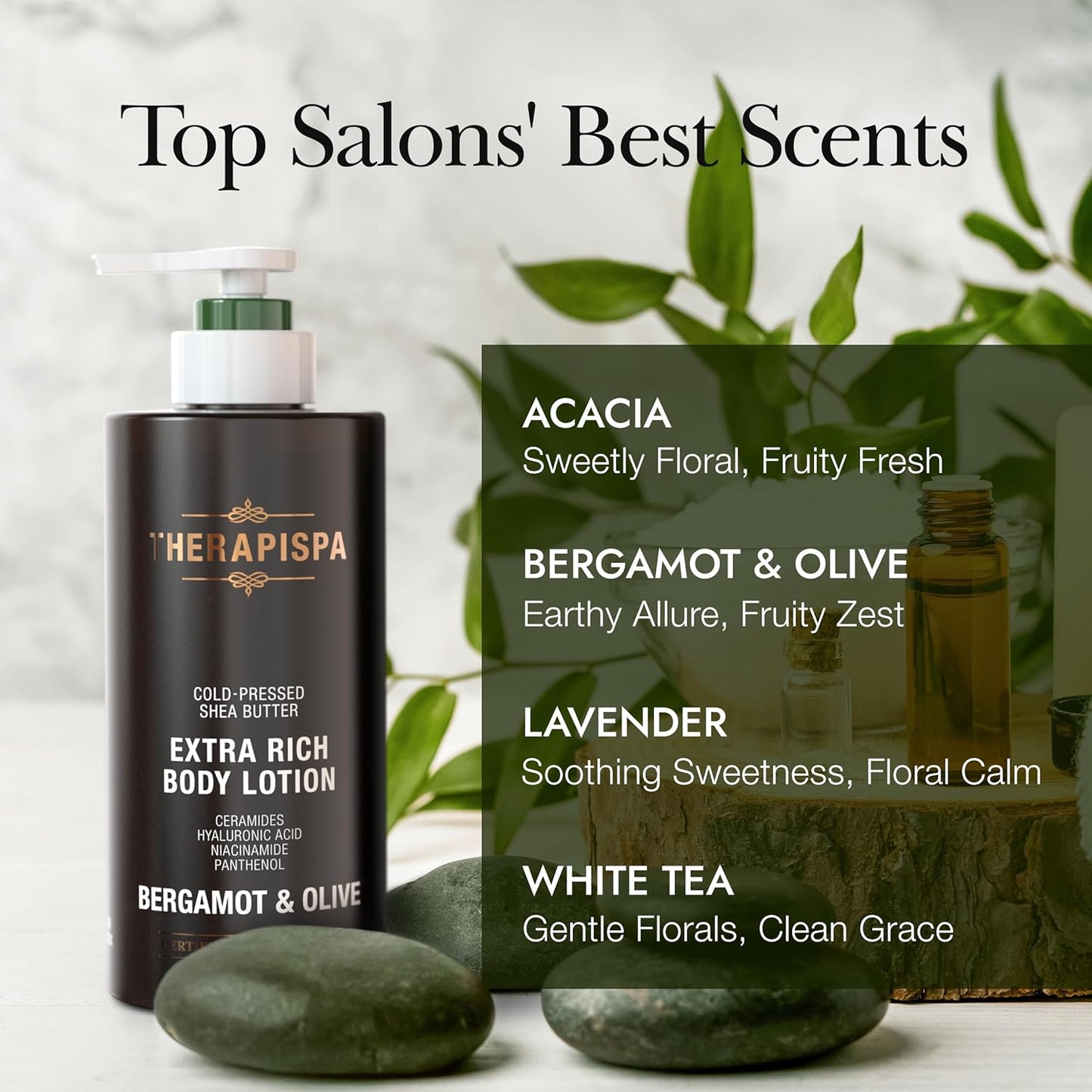 THERAPISPA Scented Body Lotion for Women – Hydrating & Nourishing Moisturizer with Shea Butter, Ceramides & Panthenol for Dry Skin – Inclusive for Everyone (White Tea, 17.0 fl oz)