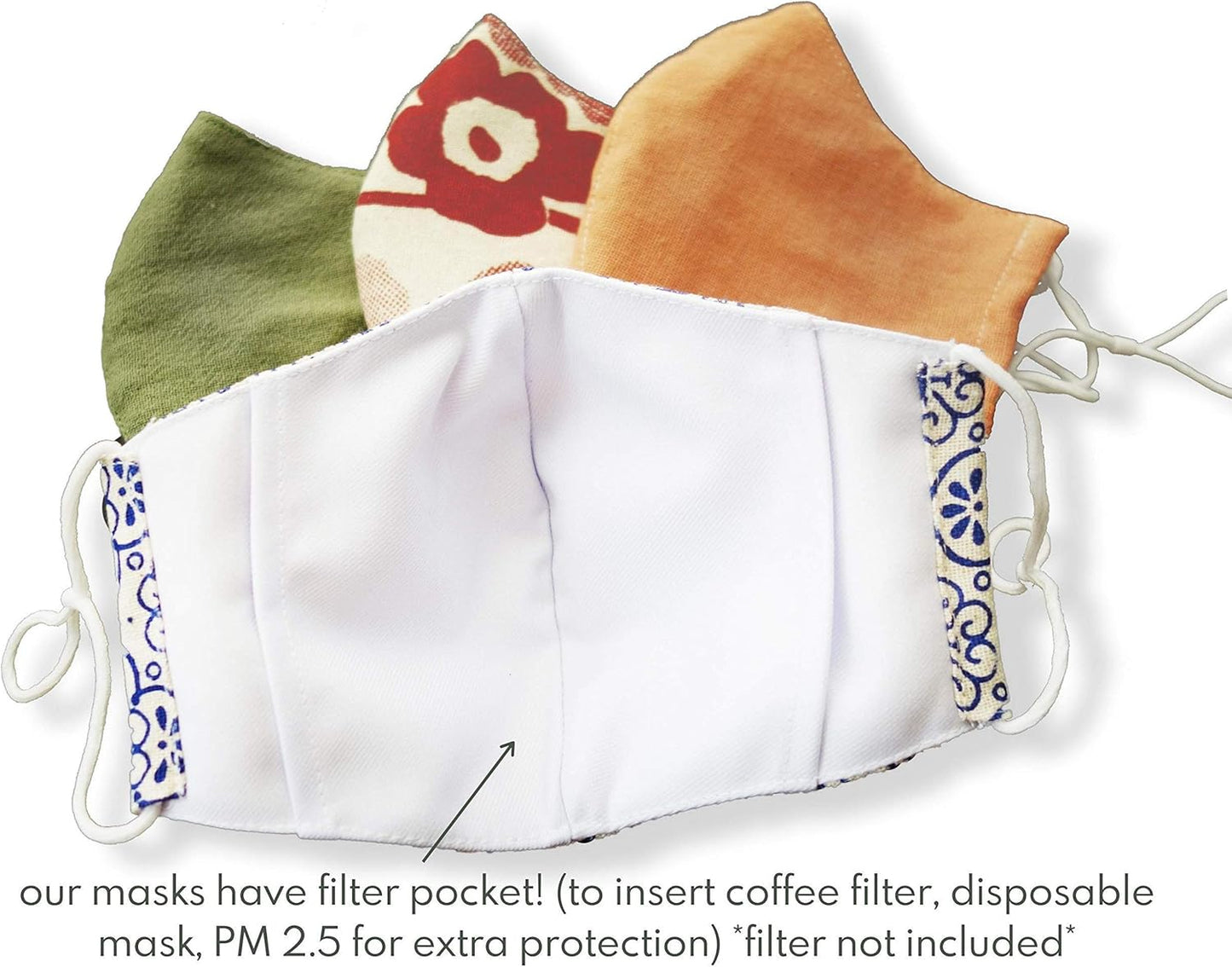 HOPE LOVE SHINE Face Mask Adjustable Filter Pocket Reusable Breathable Washable Cloth Mask Face Masks for Women Men - 4 Pack