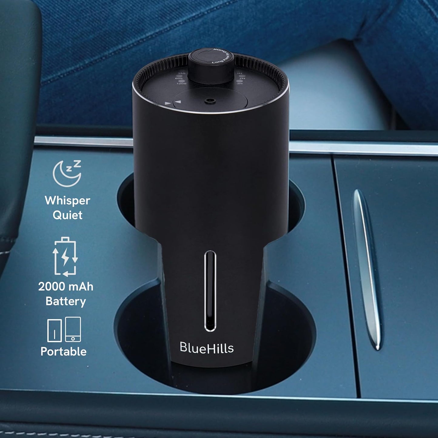 BlueHills Waterless Diffuser Cordless Car Essential Oil Aromatherapy Large Room Portable USB Travel Battery Operated Hotel Home Premium Mini Traveling Diffuser J03 Black