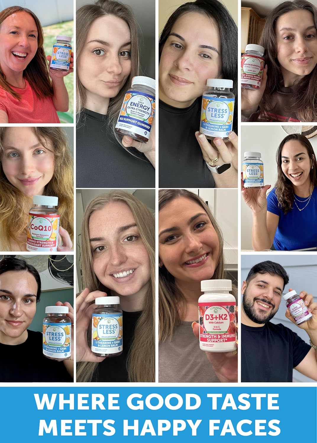 Lunakai USA Made Calm & Stress Relief Gummies – Delicious GABA + L-Theanine Calming Supplement for Adults & Kids – Natural Stress Support, 60ct