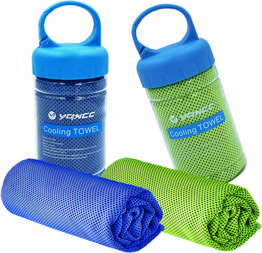 YQXCC Cooling Towel | 2 Pack 47"x12" | Ice Cool for Neck | Soft Breathable Microfiber Chilly | for Yoga, Golf, Gym, Camping, Running, Workout & More Activities