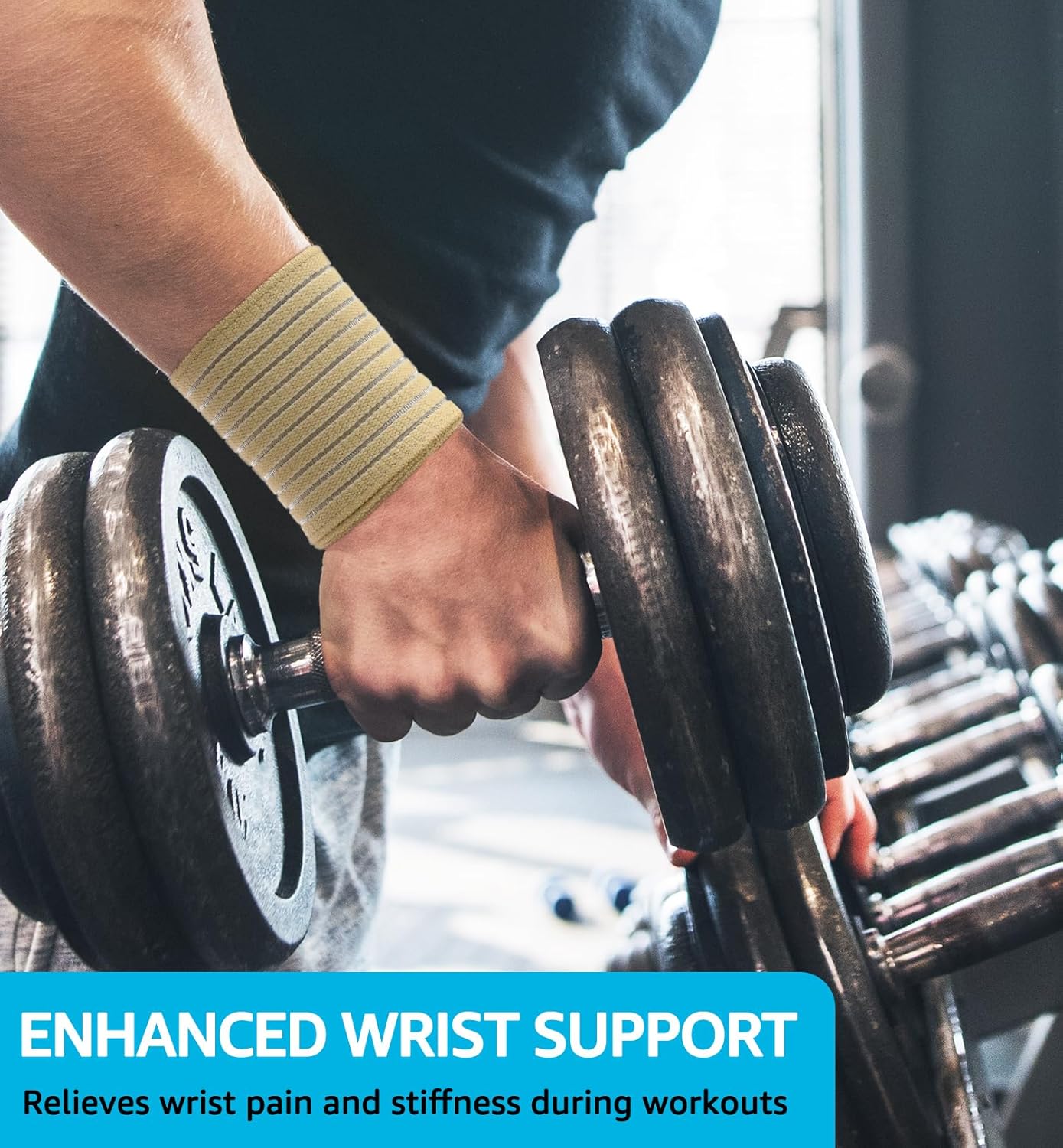 Compression Wrist Bands (2 PCS), High-Elastic Straps Wrist Wraps Wrist Brace for Sports Weightlifting Tennis Basketball Tendonitis Carpal Tunnel Arthritis - Breathable Fabric (Beige)