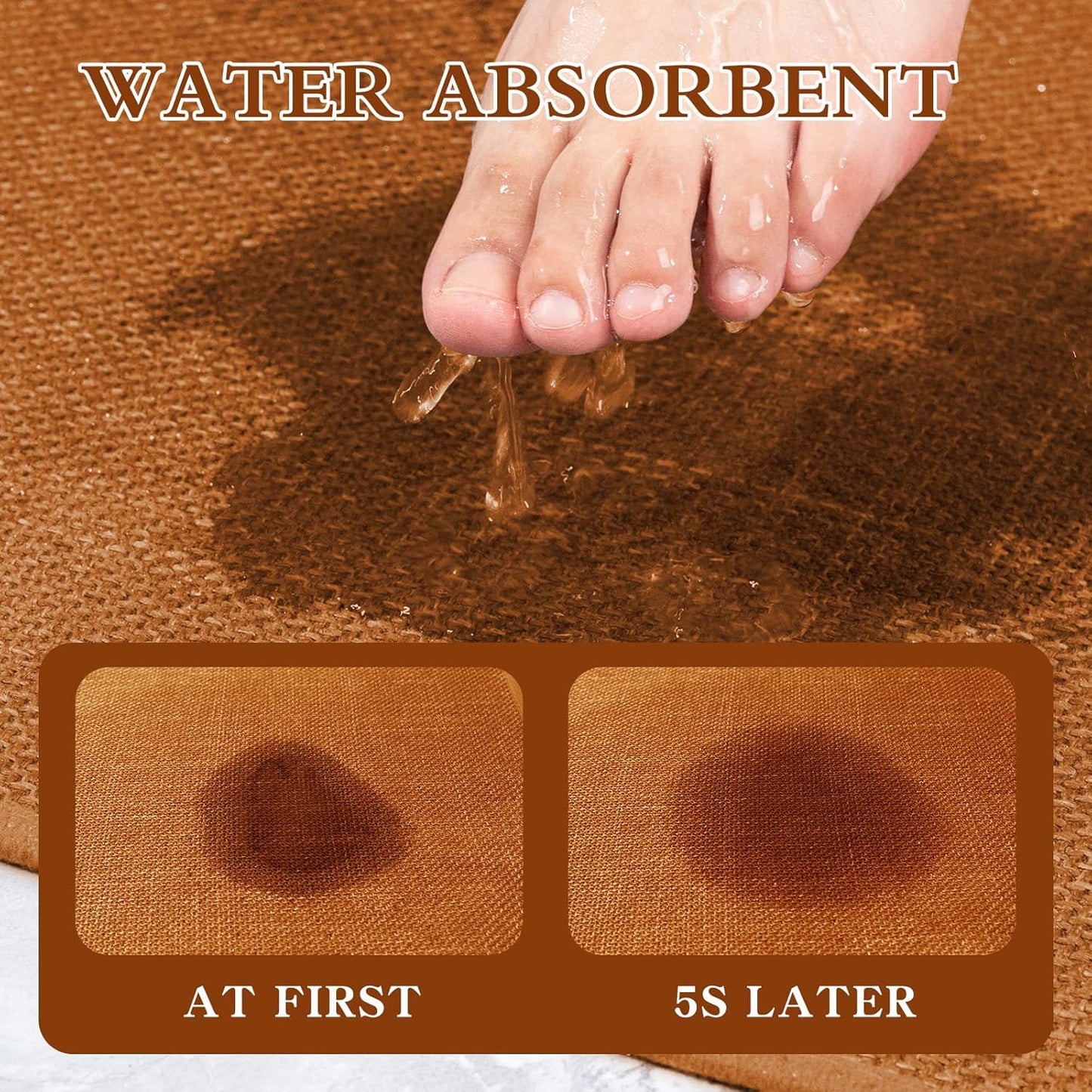 chakme Bathroom Rugs Mat 59x17, Ultra Thin Bath Rug Non Slip Runner Quick Dry Absorbent Bath Mat for Bathroom, (Orange, 59"x17")