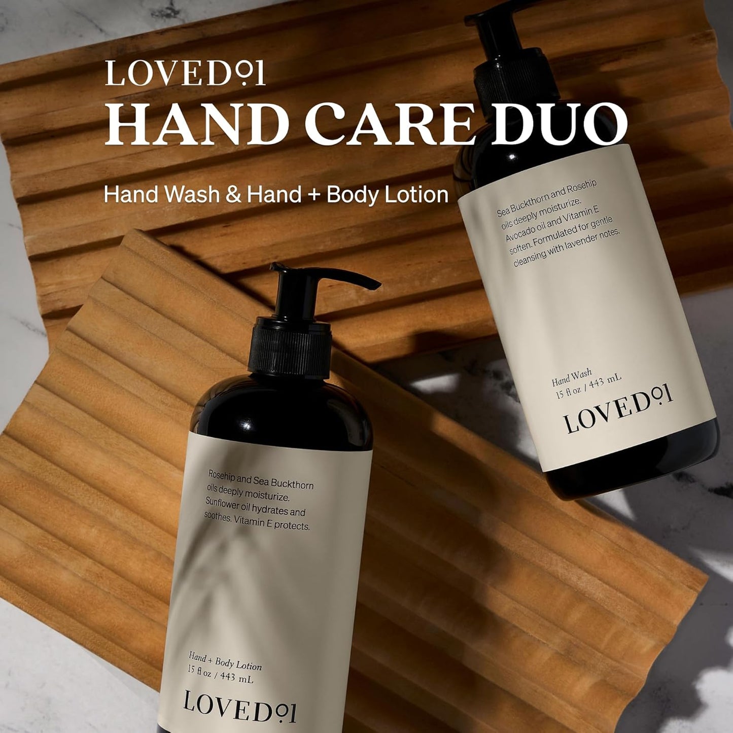 Loved01 Hand Care Duo, Oprah's Favorite Things, Cleansing & Moisturizing Bundle (15 Oz Hand Wash & 15 Oz Hand & Body Lotion)
