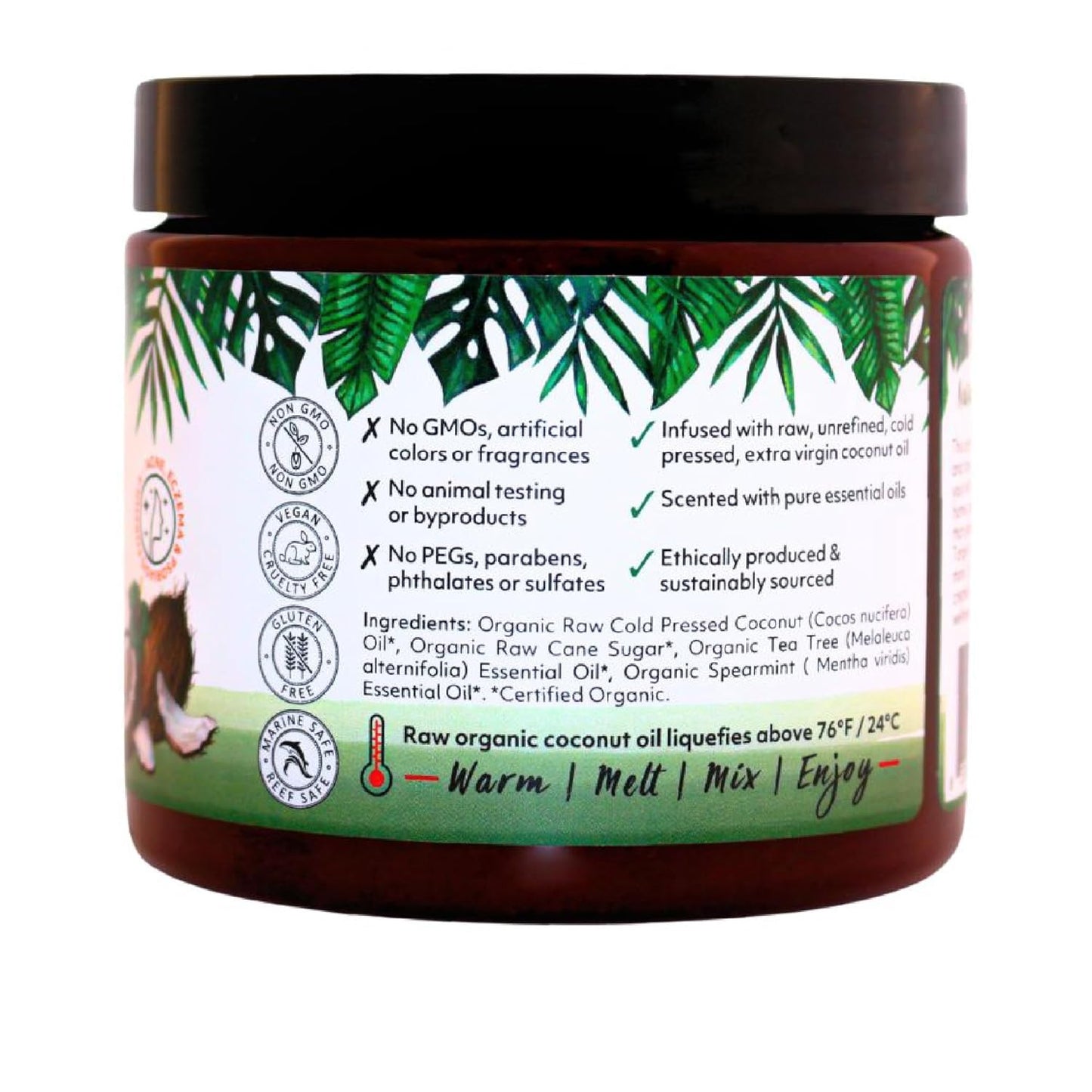 Organic Fiji Coconut Oil Infused Sugar Scrub for Face & Body 20-Ounces (20 Ounce (Pack of 1), Tea Tree Spearmint)