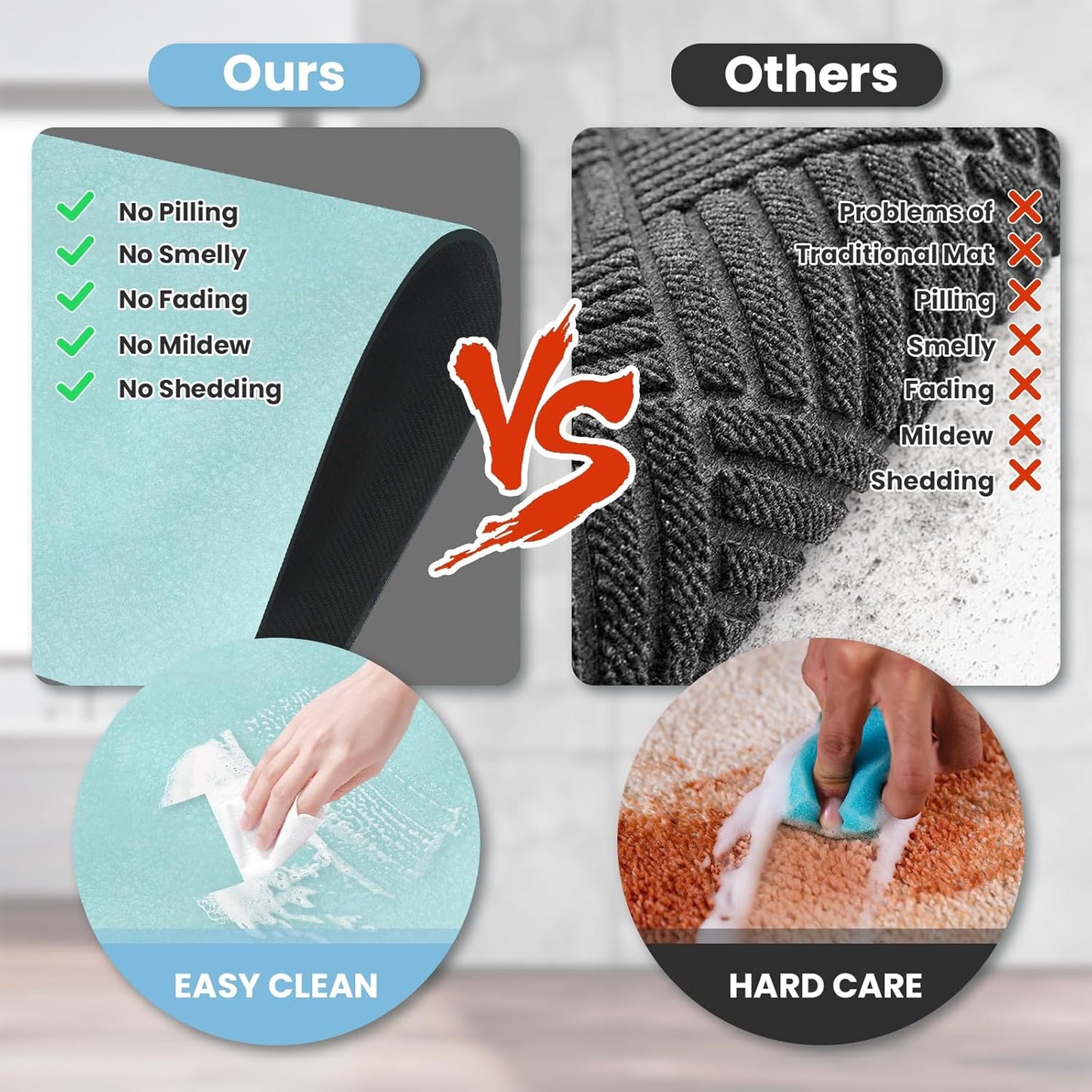 Diatomaceous Earth Bath mat Bathroom Rugs Super Absorbent Quick Dry Non Slip Bath Mat Thin Bathroom Floor Mats Fit Under Door-Shower Rug for in Front of Bathtub Shower, Green, 23.6"x47.2"