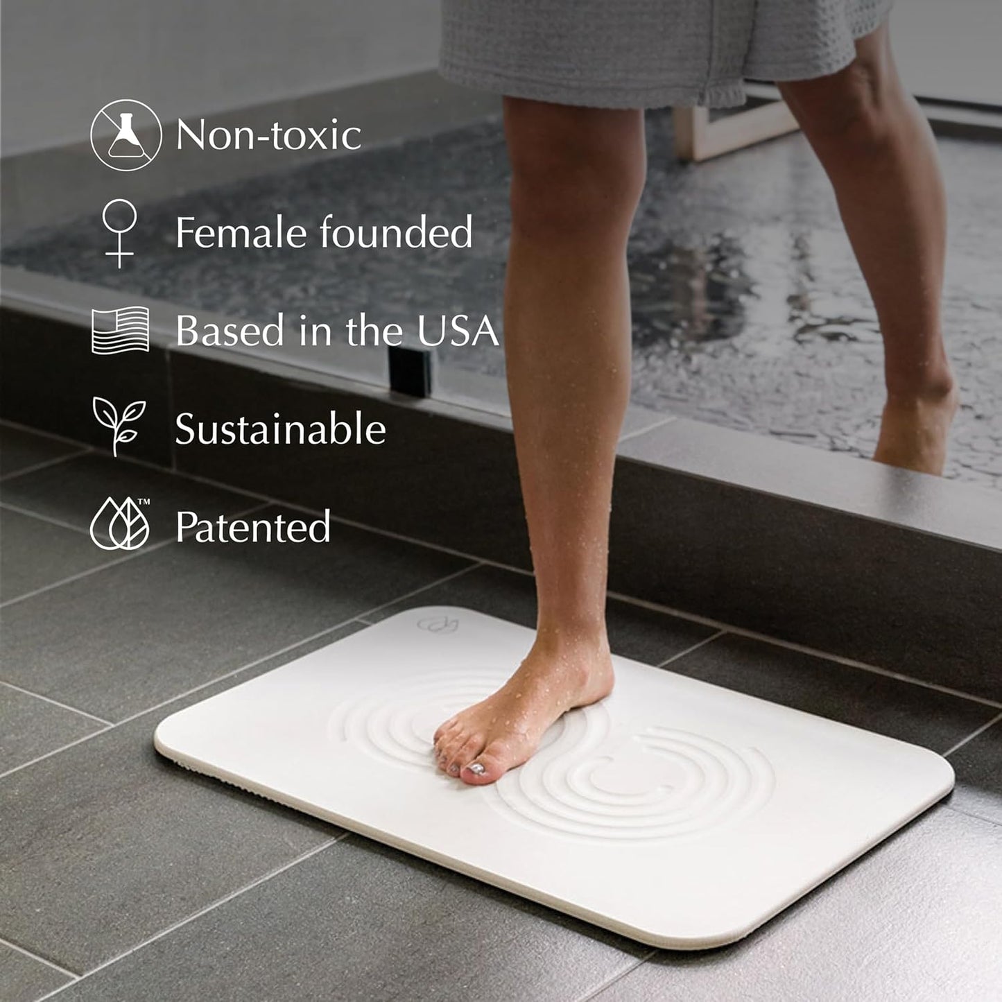 Dorai Home Bath Stone Mat 23.6"x15.4"| Luxury Diatomite Stone Bath Mat |Quickly Removes Water | Non-Slip, Quick-Dry Bath Mat for Bathroom | Zen Sandstone - 2 Pack