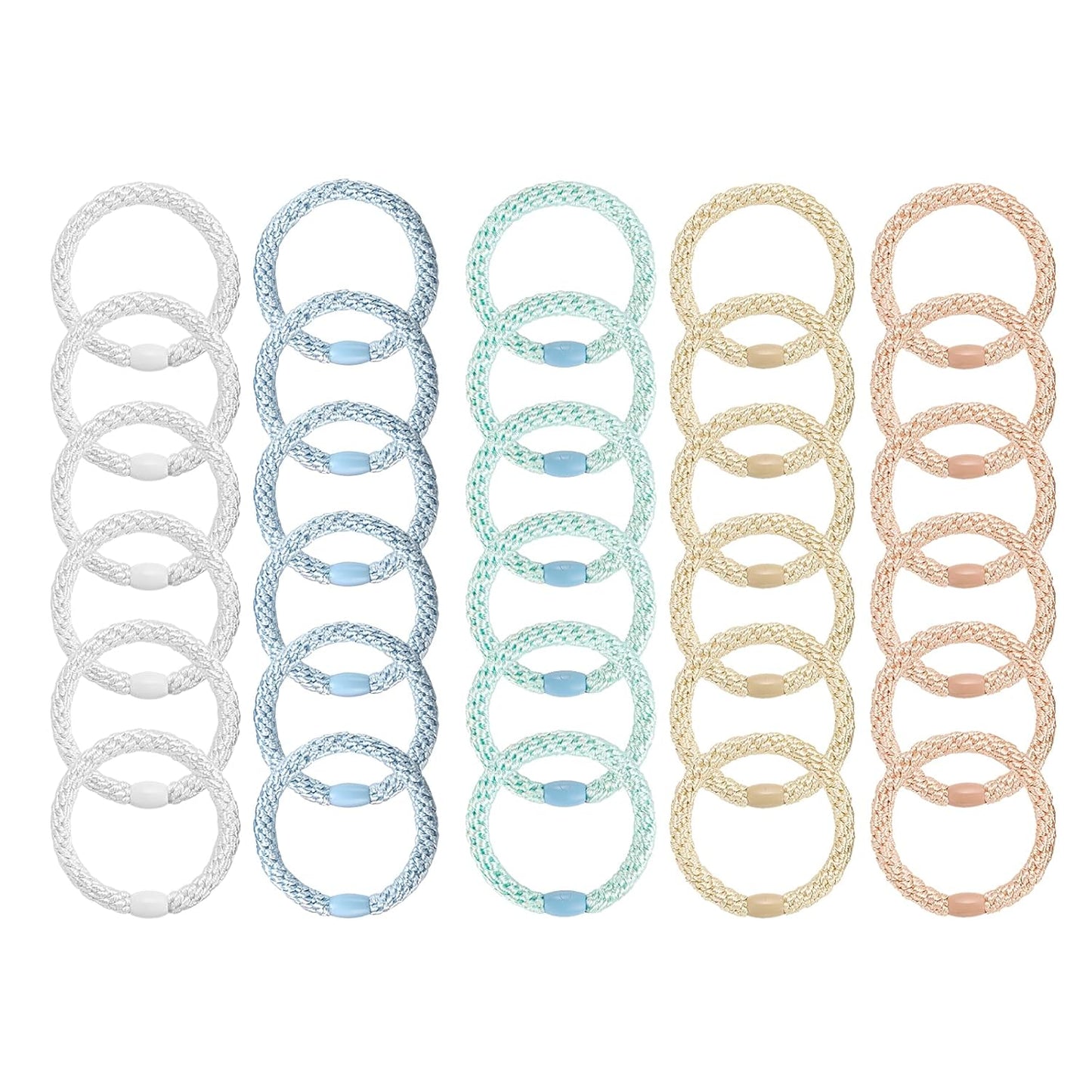 Hair Ties for Thick Hair, Funtopia 30 Pcs Ponytail Holders Elastics Hair Bands, No Damage No Crease Hair Elastics for Women Girls Teens