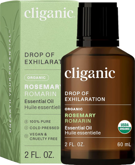 Cliganic Organic Rosemary Essential Oil, 2oz - 100% Pure Natural Undiluted, for Aromatherapy | Non-GMO Verified (Packaging May Vary)