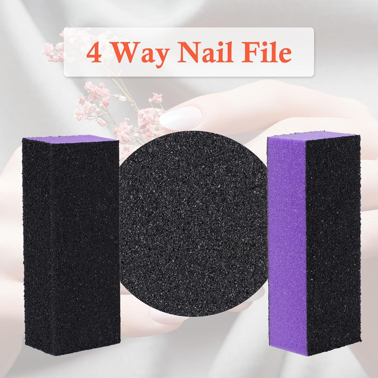 uxcell 4 Way Nail File, 2 Pcs Nail Buffer Sanding Block Manicure Art Tool Shiner Polisher for Women and Men, Sponge Nail Polishing Tool Kits for Professional Salon Home Use, Black Purple