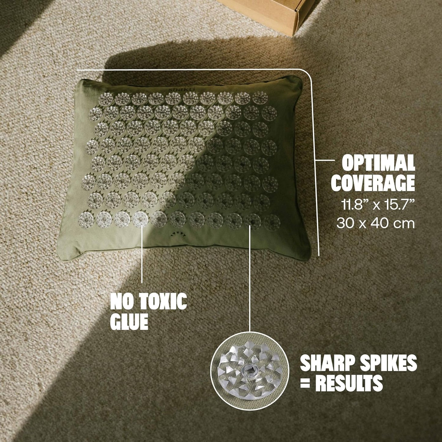 ShaktiMat Premium Acupressure Pillow, Original Intensity in Tulsi, Massage Muscles, Aid Sleep & Unlock Inner Tension | Similar to Acupuncture, No Needles Required