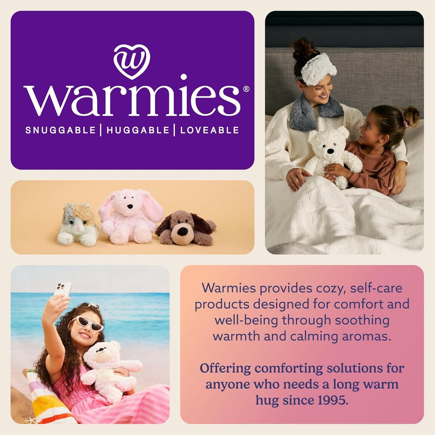 warmies Hot-Pak, Microwavable Neck Wrap - Heating & Cooling Plush Pad for Calming Relaxation - Weighted & Heated Neck Warmer with Scented Lavender - Microwave Heat Pad for Aches & Pain - Gray