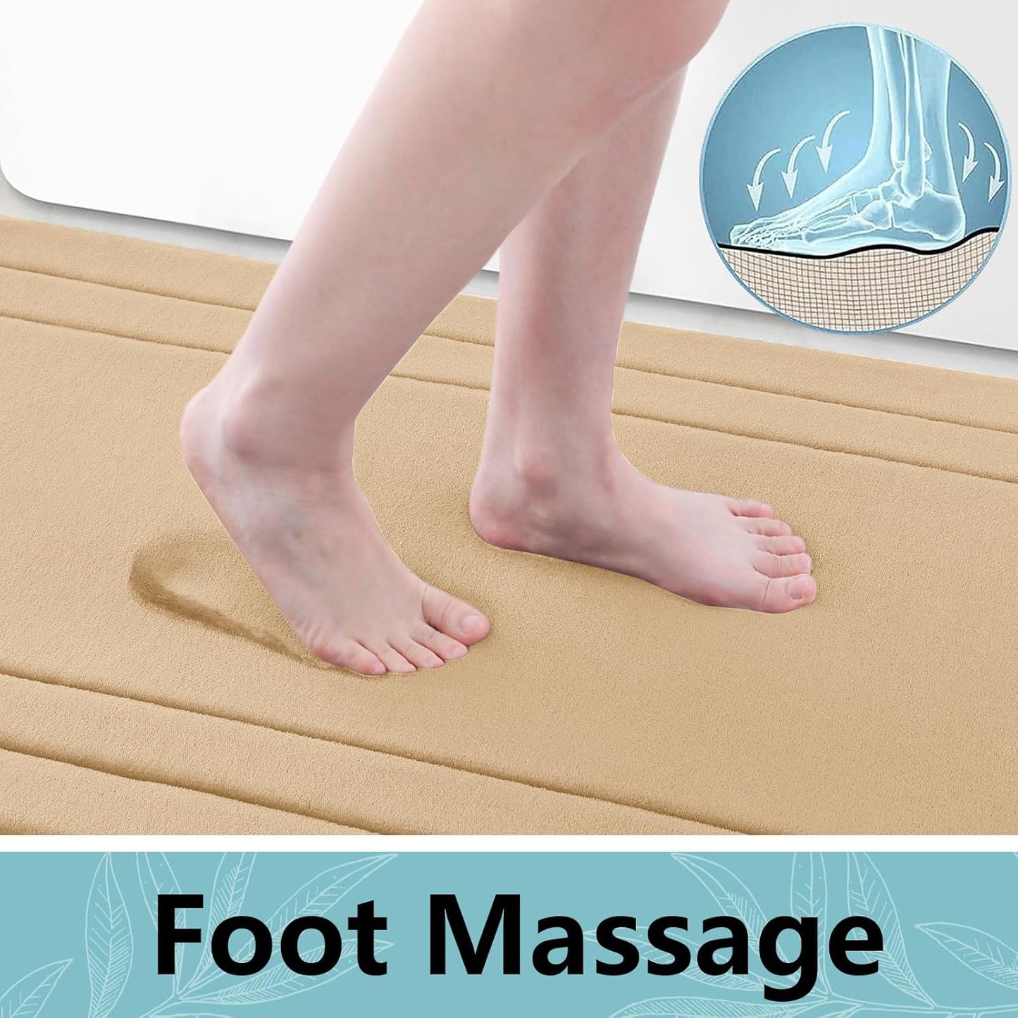 Arotive Memory Foam Bathroom Rug Mat 36x24, Ultra Soft and Absorbent Bath Mat, Machine Wash Dry, Comfortable Bath Rug Carpet for Bathroom Floor, Tub and Shower, Beige