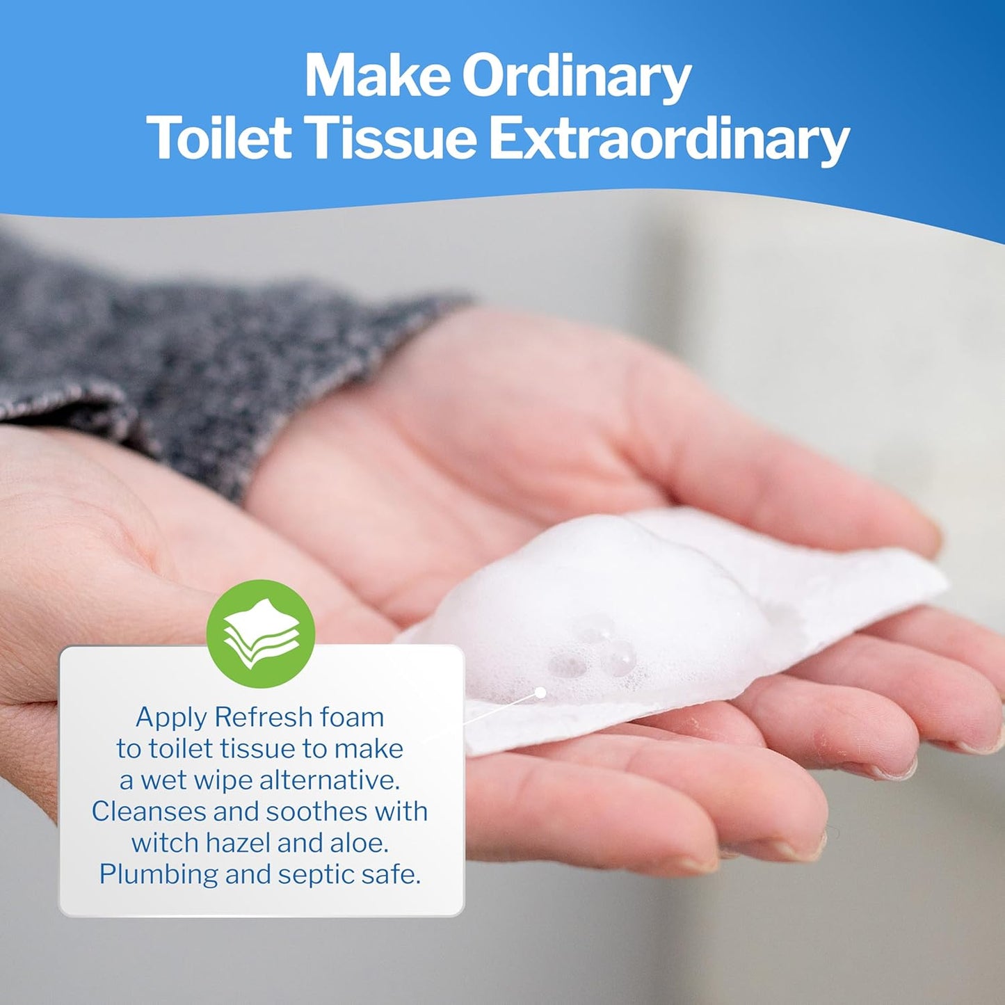 Refresh Liquid Wipe: Toilet Paper Foam. Eco-Friendly Flushable Wet Wipe Alternative. Cleanses and Soothes with Witch Hazel and Aloe. Plumbing and Septic Safe. 50ml (1.69 Fl Oz) – 3 Pack.…