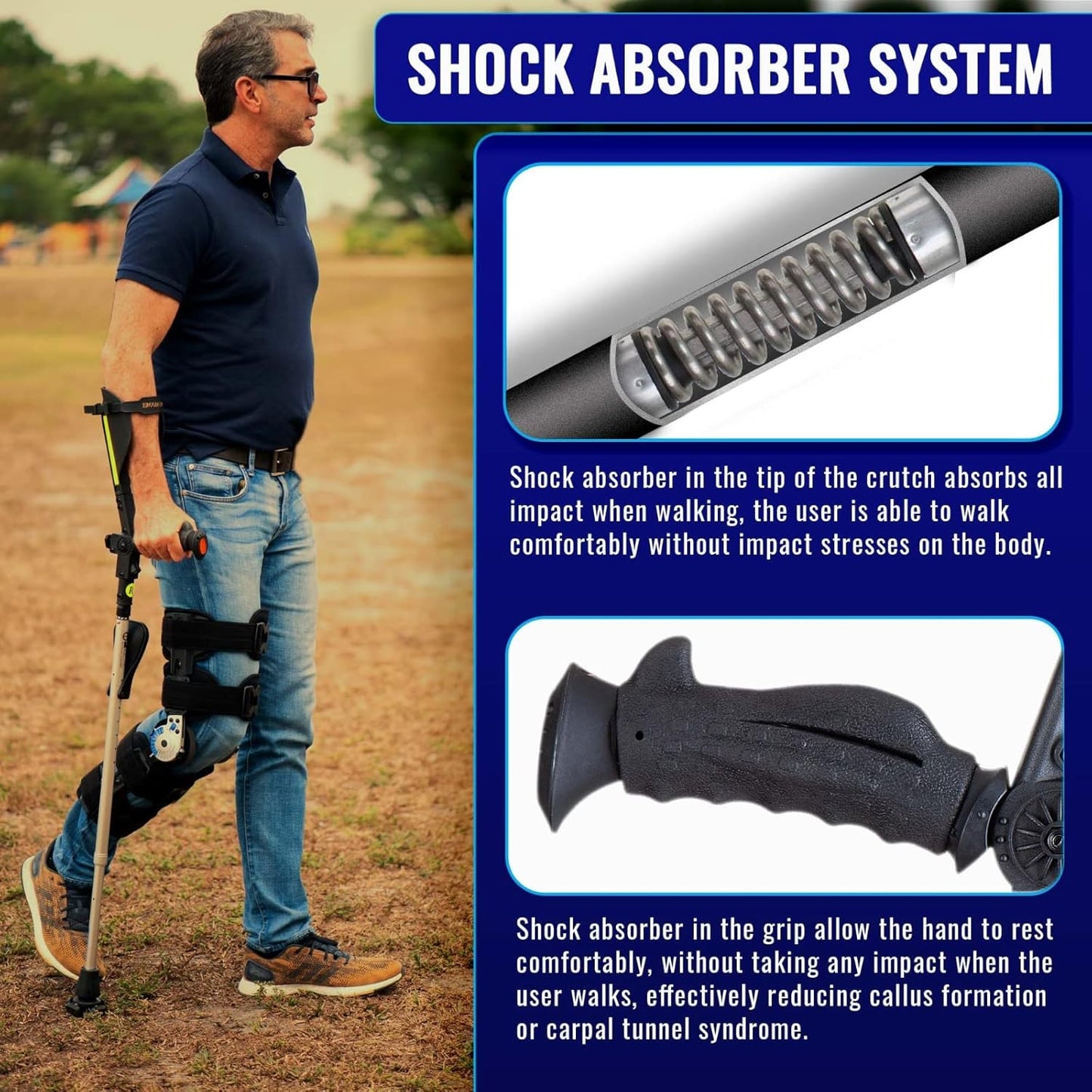 7G Ergonomic Crutch/High Performance Perfect Cane- Single Unit Ergobaum That Acts As a Extra Balance Strong Performance Walking Companion