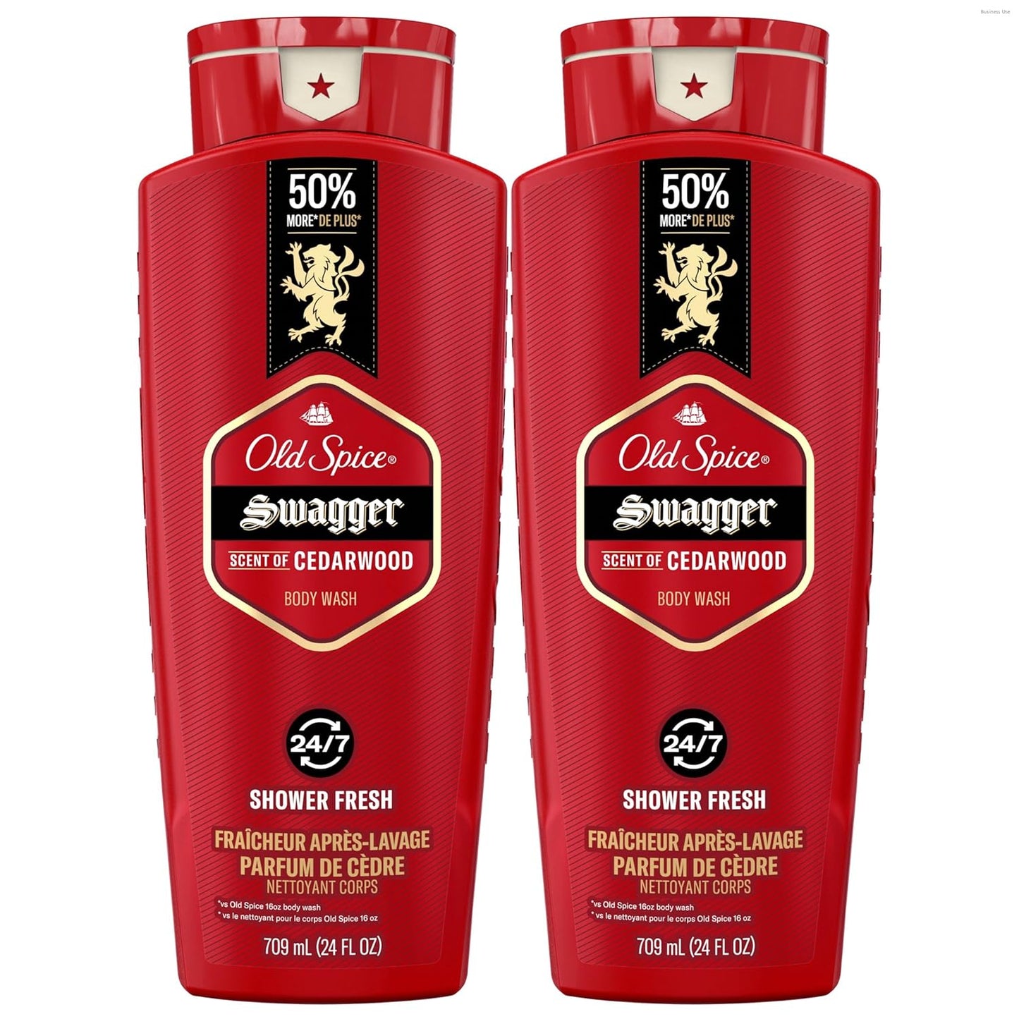 Old Spice Refreshing Body Wash for Men, 3X Defense, 24/7 Shower Fresh with Long Lasting Scent, Red Collection, Swagger with Cedarwood Scent, 24 oz (Pack of 2)