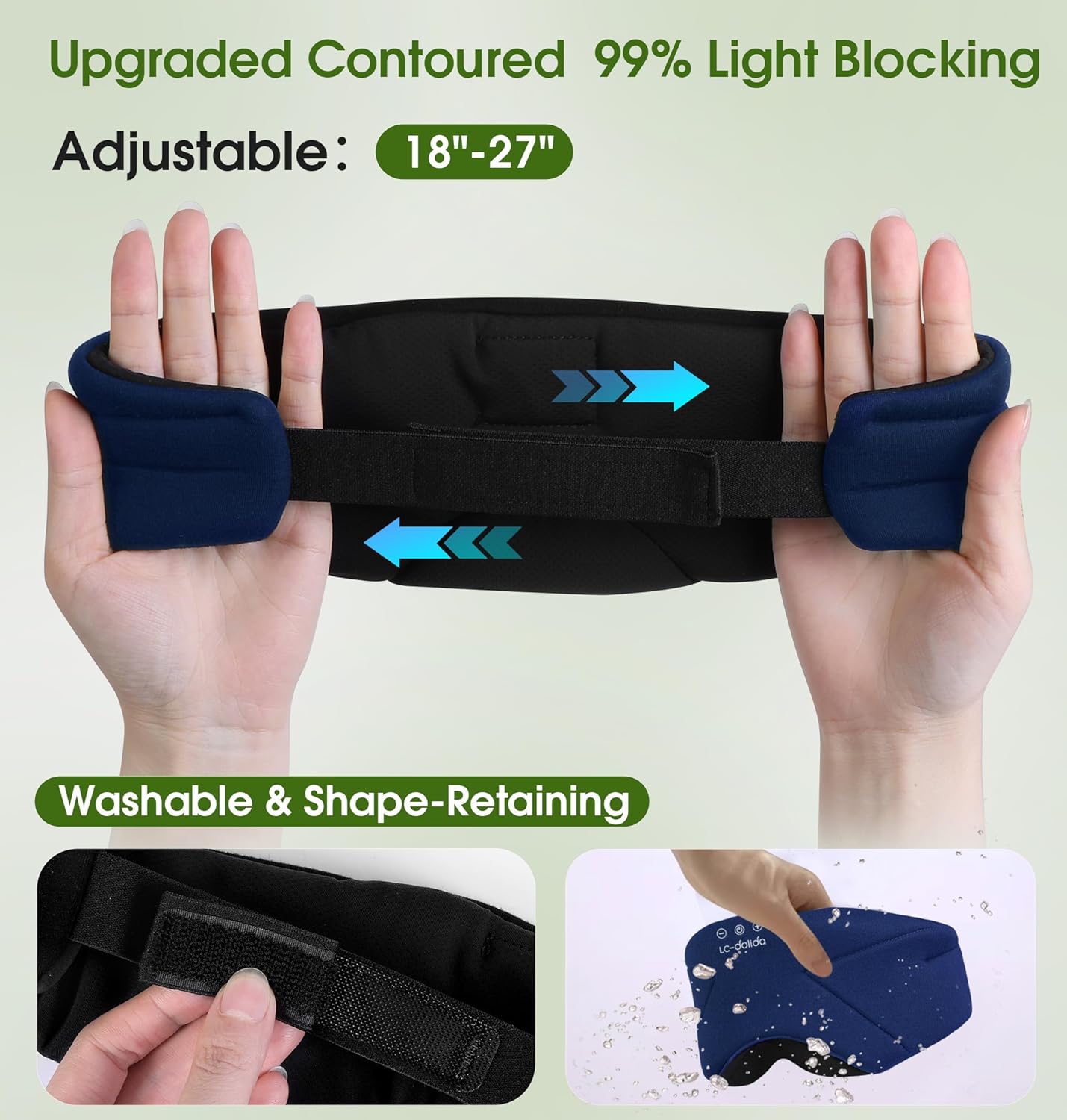 Sleep Mask with Headphones Bluetooth 5.4, LC-dolida Wireless Music Eye Mask for Sleeping Headphones with Soft Bamboo Cotton Cooling Breathable,Ultra-Thin Stereo Speaker for Side Sleepers