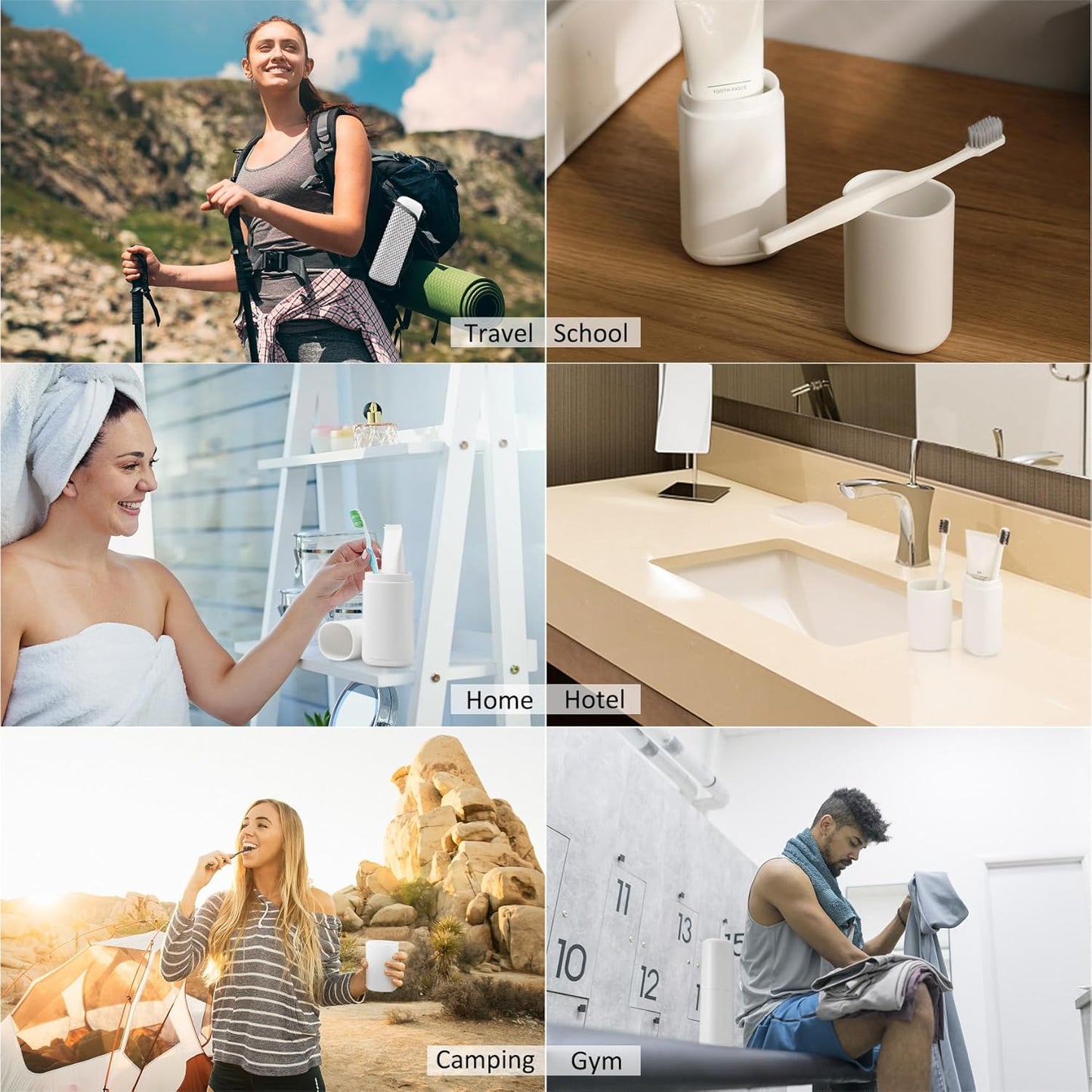 BALUCA Travel Toothbrush Case, Portable Tooth Brush Holder and Toothpaste Cover Container with Mouthwash Cup, Compact Oral Clean Tools Organizer for Traveling/Camping/School/Home - Large Capacity