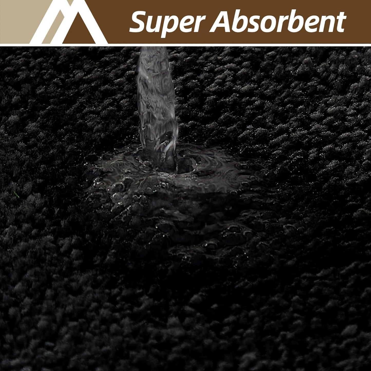 COSY HOMEER Bathroom Rugs Mat 16”x24” Absorbent Non-Slip Bath Mat Plush Shaggy Machine Washable Bath Rugs Soft Polyester Bath Mats for Bathroom Floor,Tub and Shower,Black