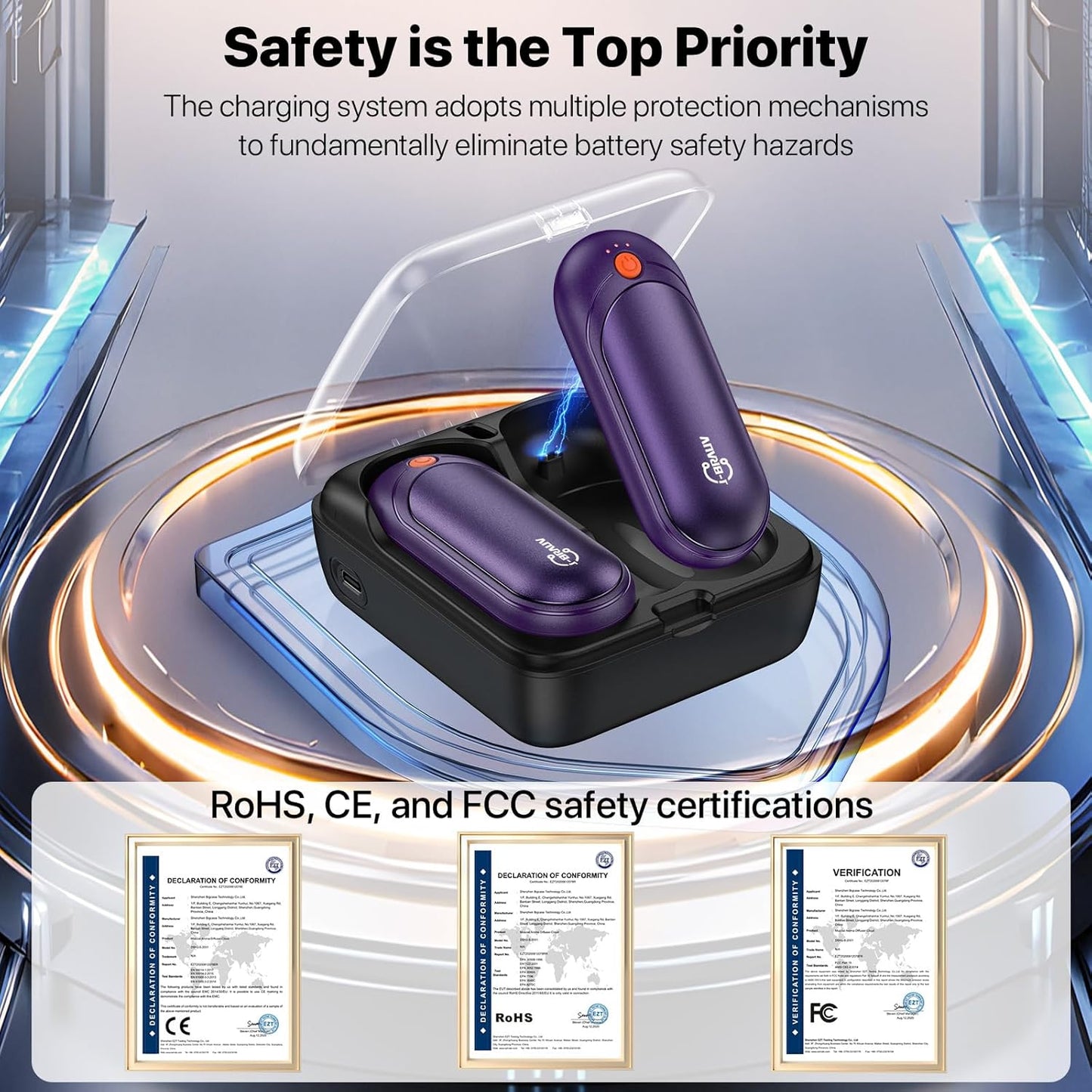 Hand Warmers Rechargeable 2 Pack, 14000mAh Electric Hand Warmers, Smart Chips 24Hrs Long Safe Heat, Portable Pocket Heater, Gifts for Christmas, Outdoor, Golf, Hunting, Camping Accessories