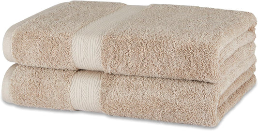Amazon Basics Fade-Resistant 100% Cotton Bath Towel, 2 Pack, 30"x54", Taupe