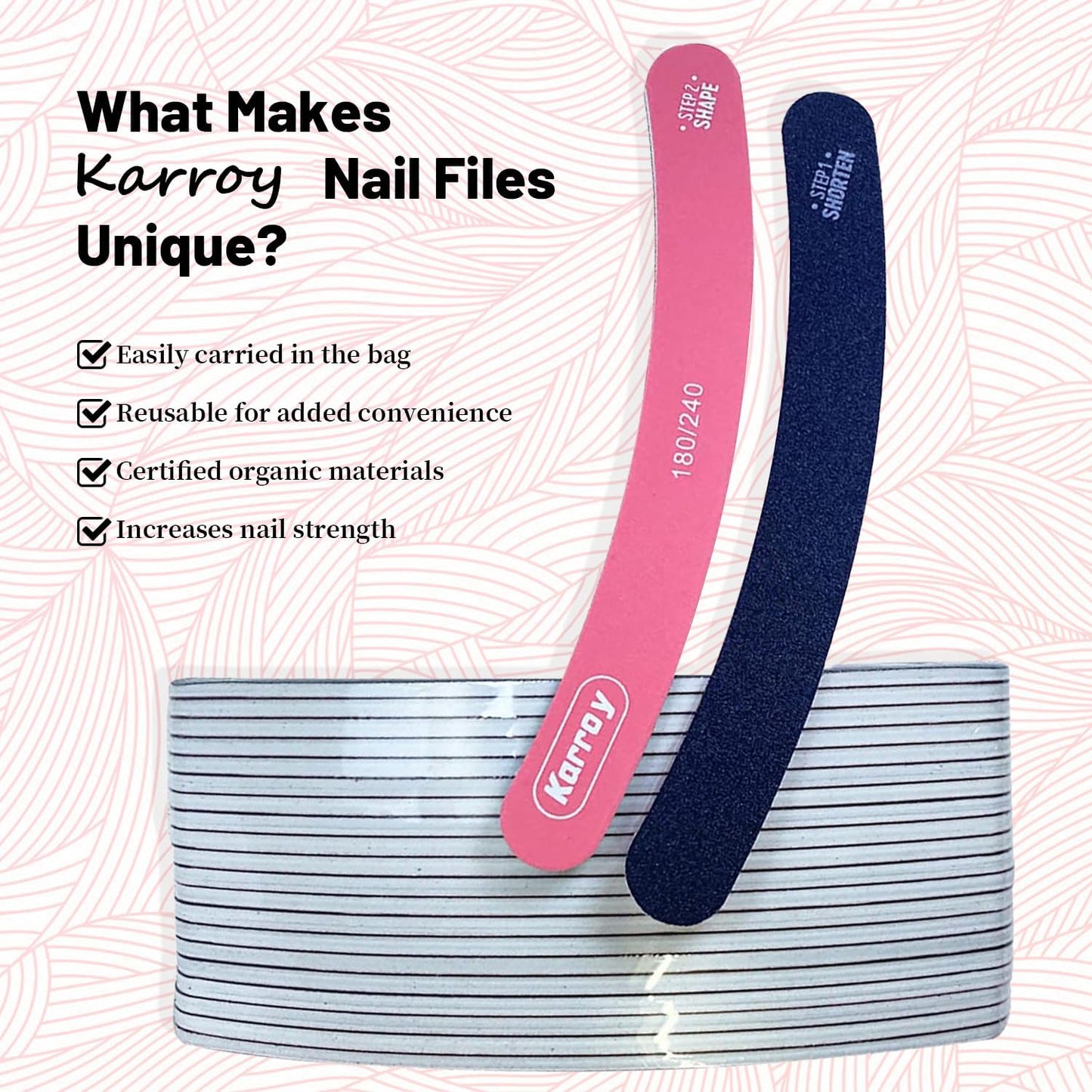 Nail File 20pcs Dual Sided Nail Files for Natural Nails Emery Boards Nail Filer for Acrylic Nail 180/240 Grit