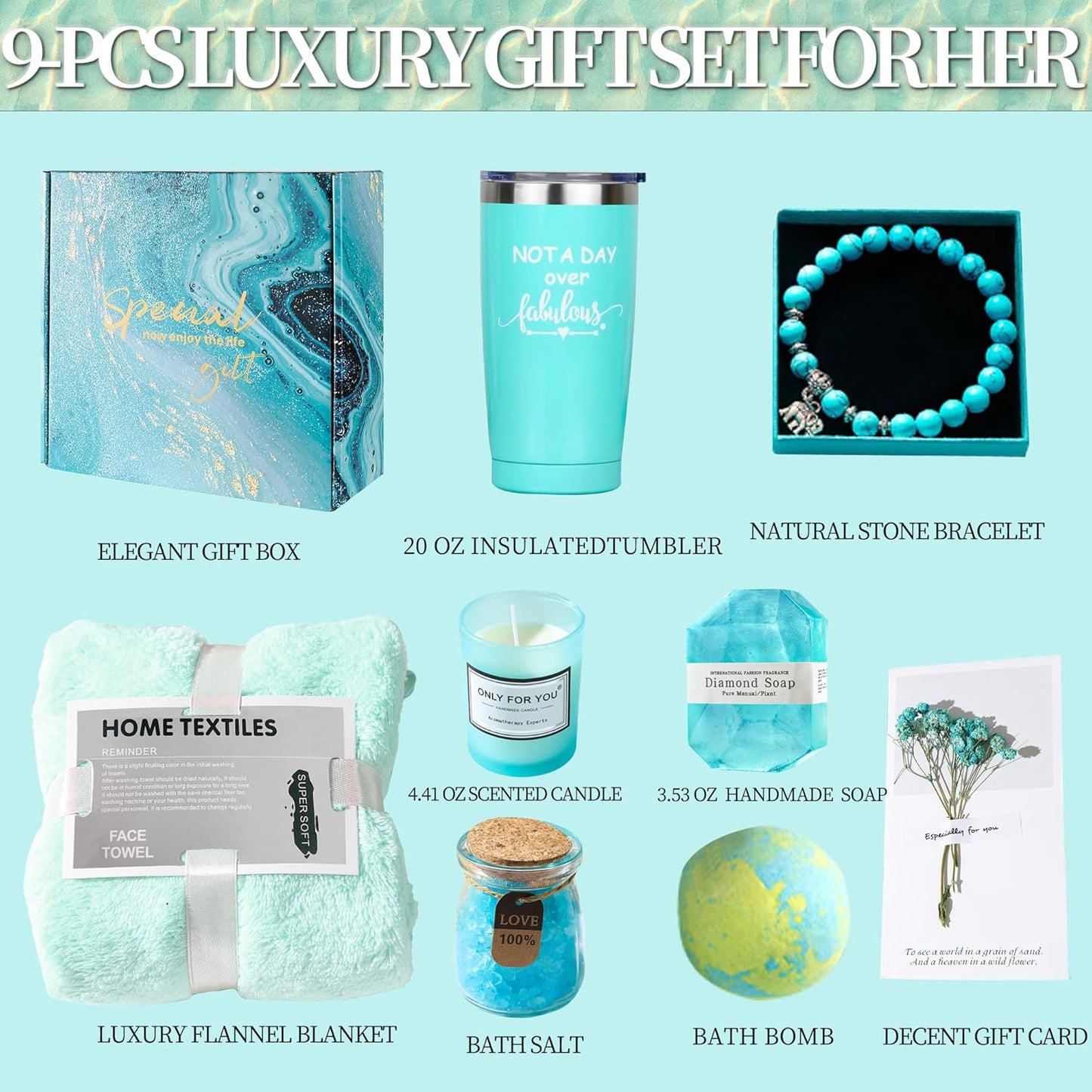 Birthday Gifts for Women, Relaxing Spa Gift Basket Set with Blanket, Unique Gifts for Her, Friends, Mom, Sister, Coworker, Wife, Girlfriend, Happy Birthday Gift Ideas, Mothers Day, Christmas Gifts