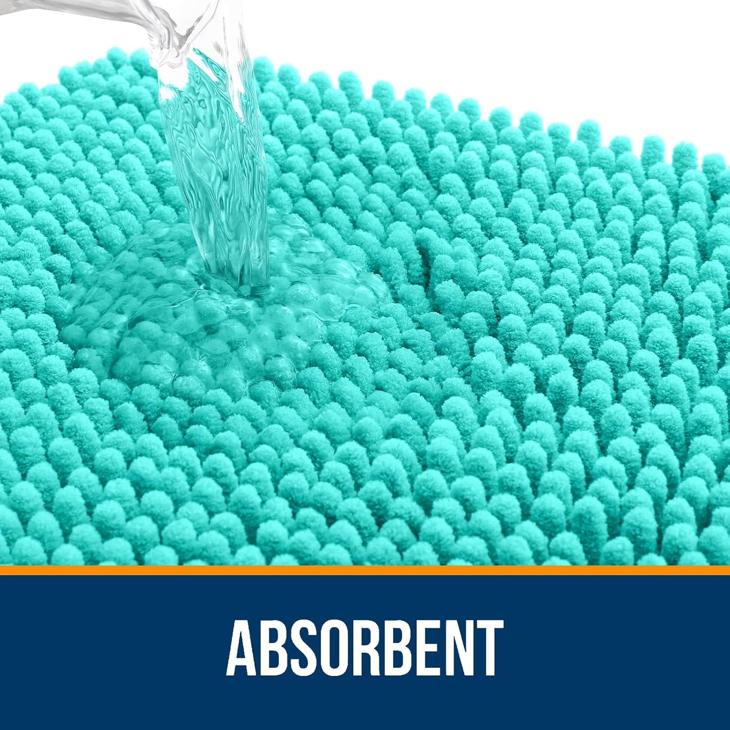 OLANLY Bathroom Rugs 47x24, Extra Soft Absorbent Chenille Bath Rugs, Rubber Backing Quick Dry, Machine Washable Bath Mats for Bathroom Floor, Tub and Shower, Home Decor Accessories, Teal