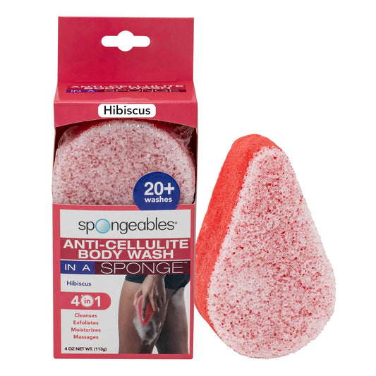 Spongeables Anti Cellulite Body Wash in a 20+ Wash Sponge, Hibiscus, 1 Count