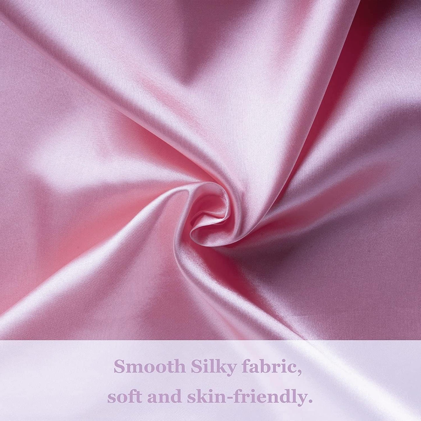 JUWENIN,Luxury Satin Pillowcase with Zipper (Silky Satin Pillow Case for Hair) Set of 2 (Queen, Pink)