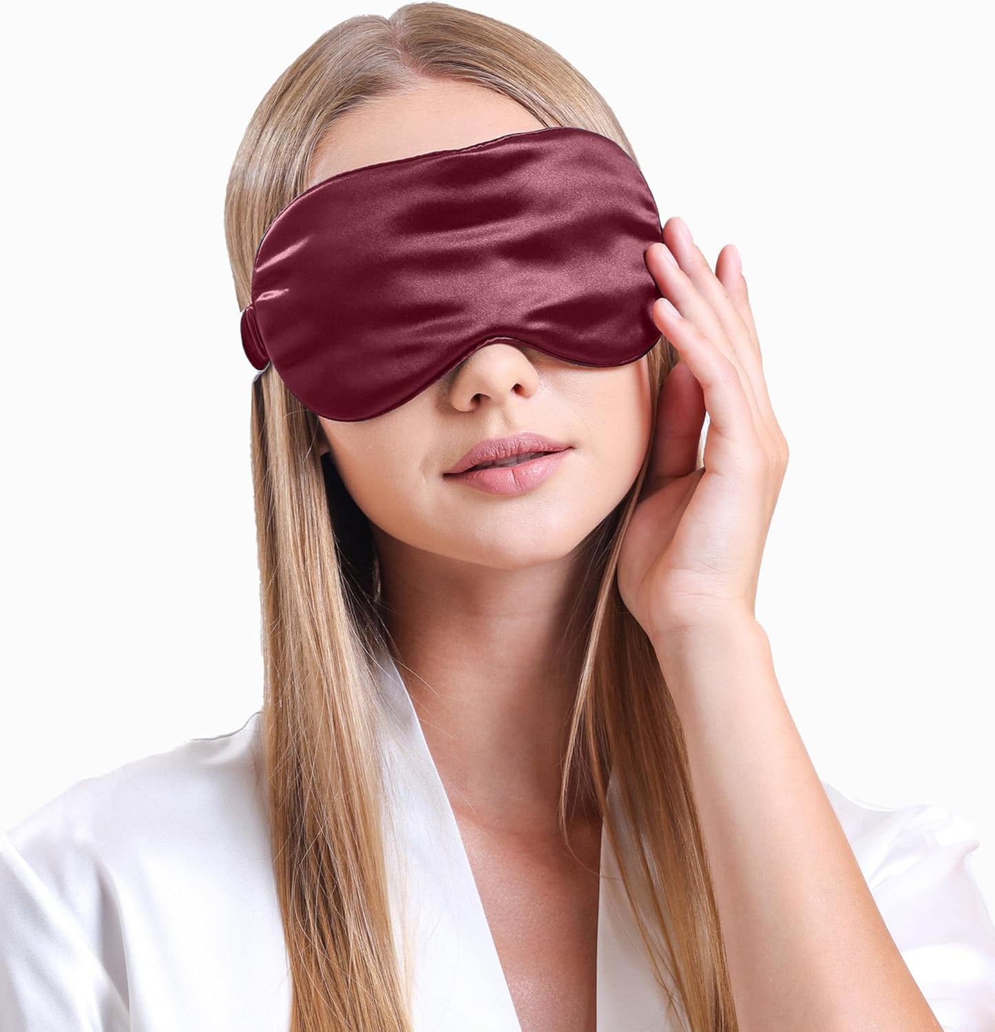 Silk Sleep Mask - 100% Pure 22 Momme Mulberry Silk Eye Sleeping Mask for Women and Men - Blackout Eye Mask for Sleeping (Burgundy)