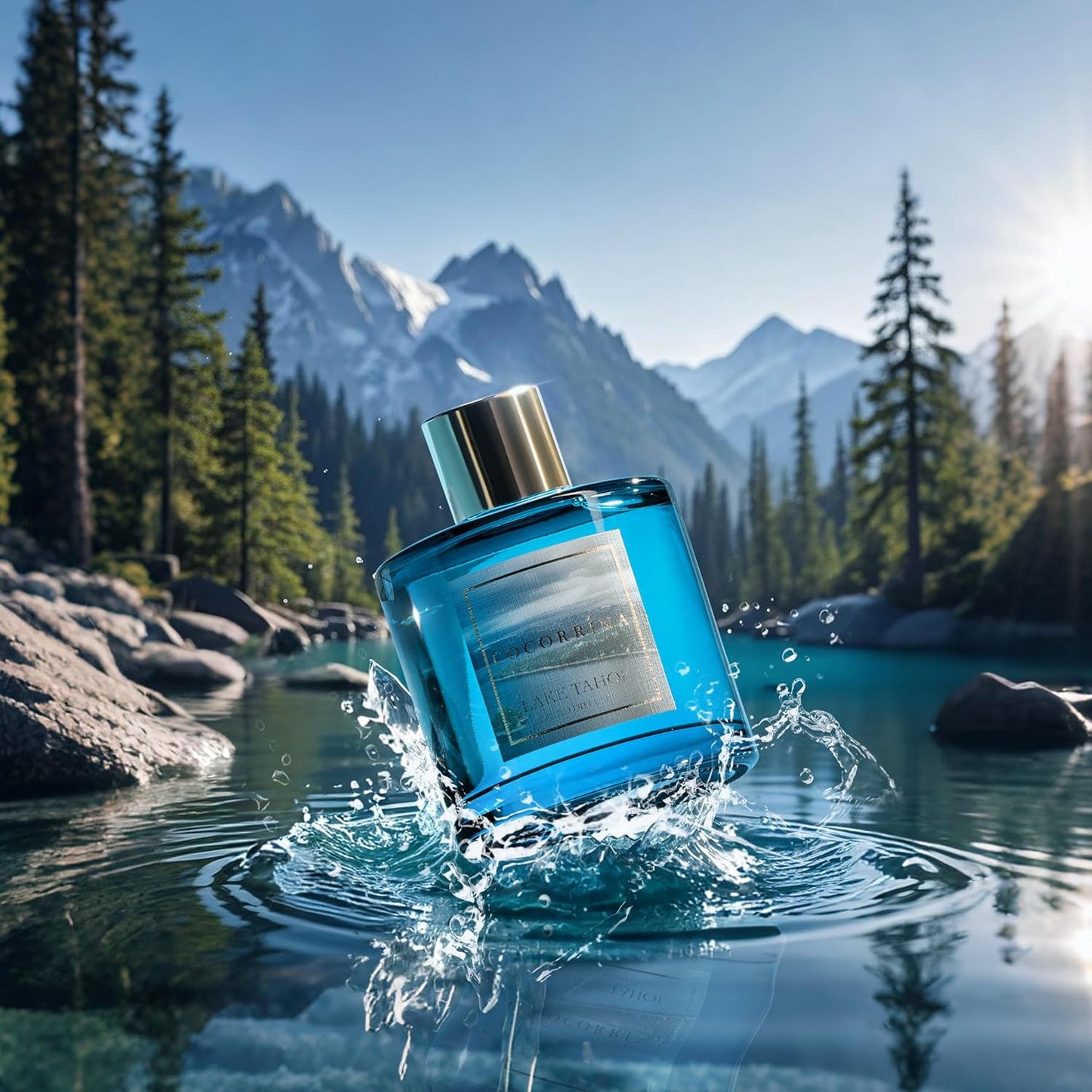 COCORRÍNA Reed Diffuser - Lake Tahoe 6.7 Fl.oz Reed Diffuser Set with 8 Sticks & Preserved Baby's Breath, Reed Diffuser for Home Bathroom Shelf Decor