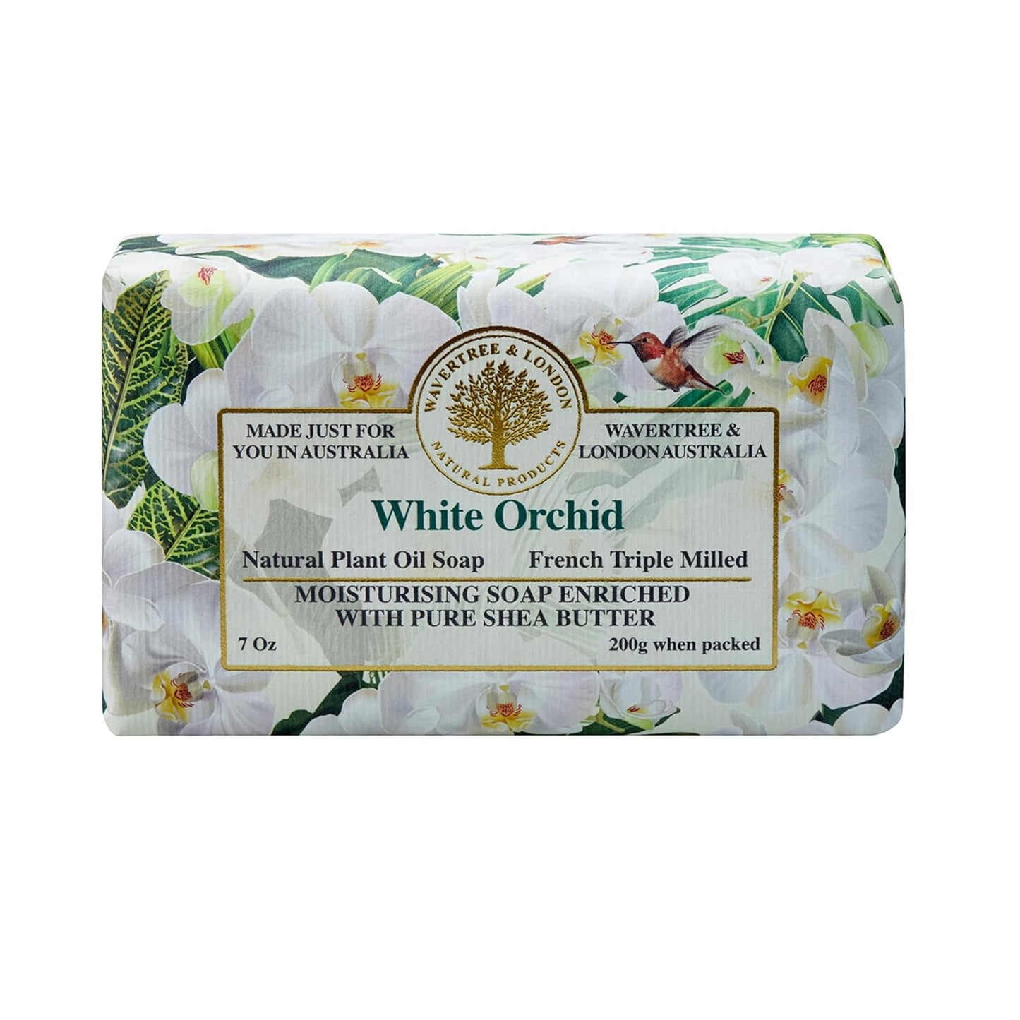 Wavertree & London White Orchid Scented Natural Soap Bar, 7oz Moisturizing French Triple Milled Soap Bar for Women & Men