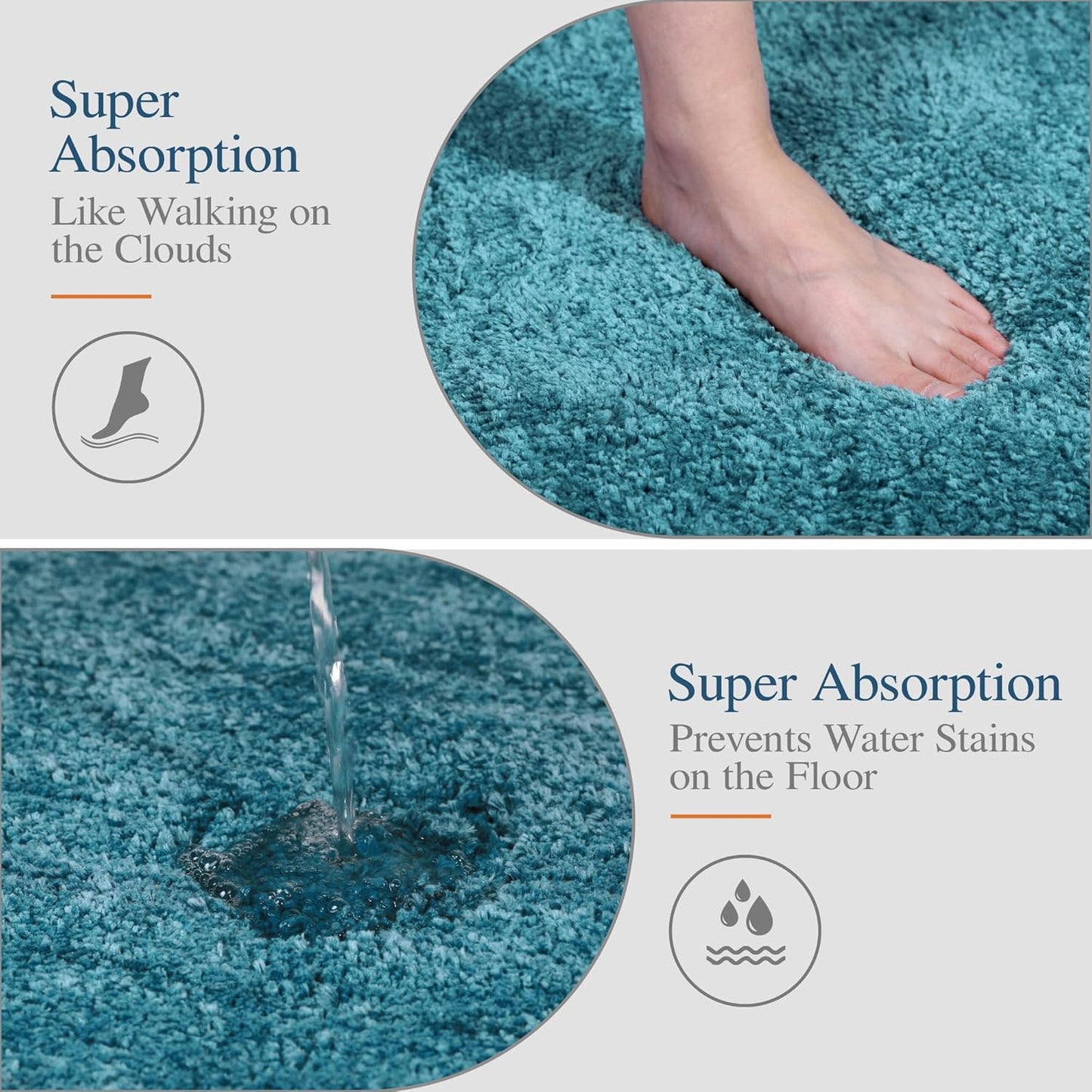 Walensee Large Bathroom Rug (24 x 40, Teal) Extra Soft and Absorbent Shaggy Bath Mat Machine Washable Microfiber Non Slip Luxury Floor Mat