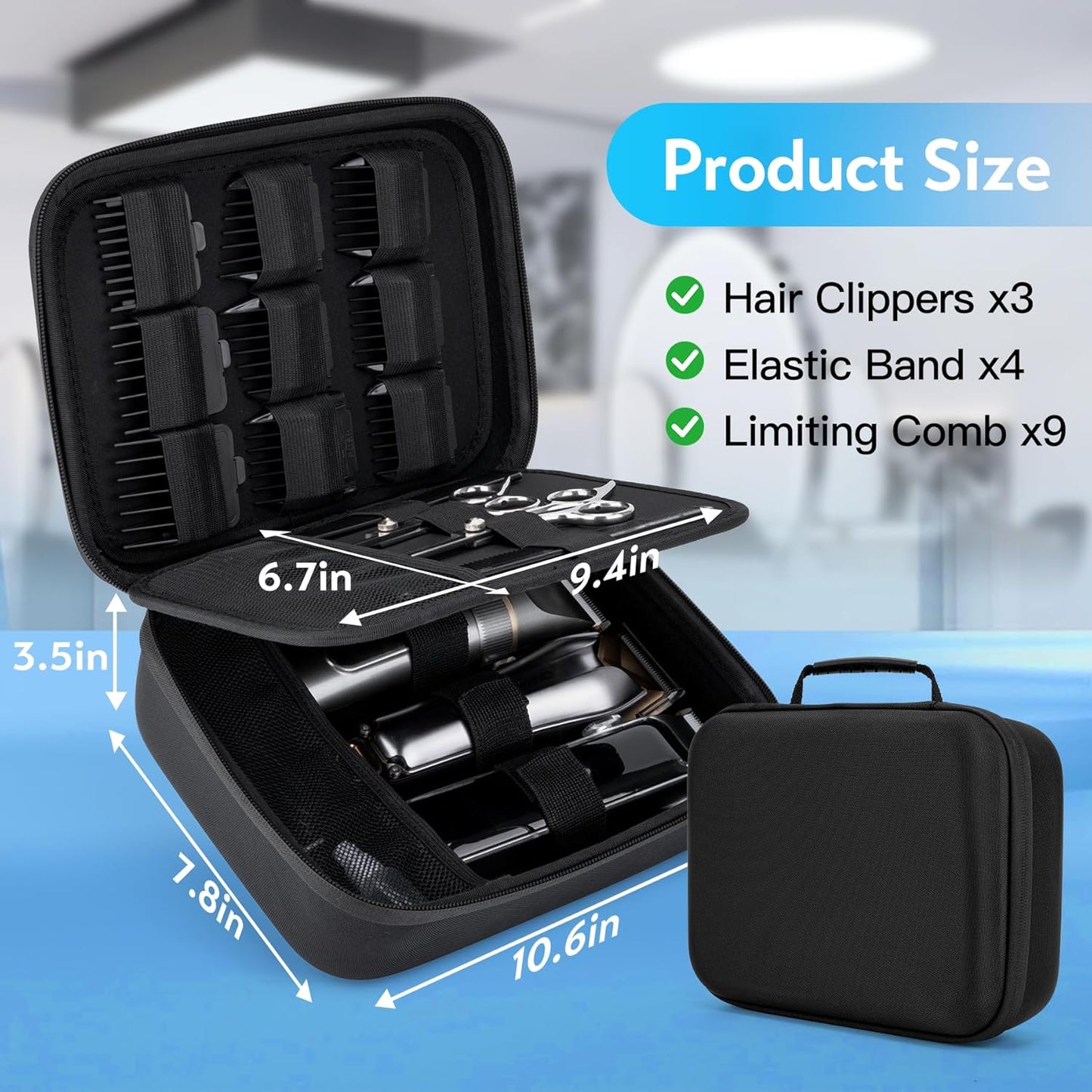 SMYV Barber Bags for Clippers and Supplies, Mens Hair Trimmers Box, Portable Clipper Storage Case for Barber Accessories (Case Only)