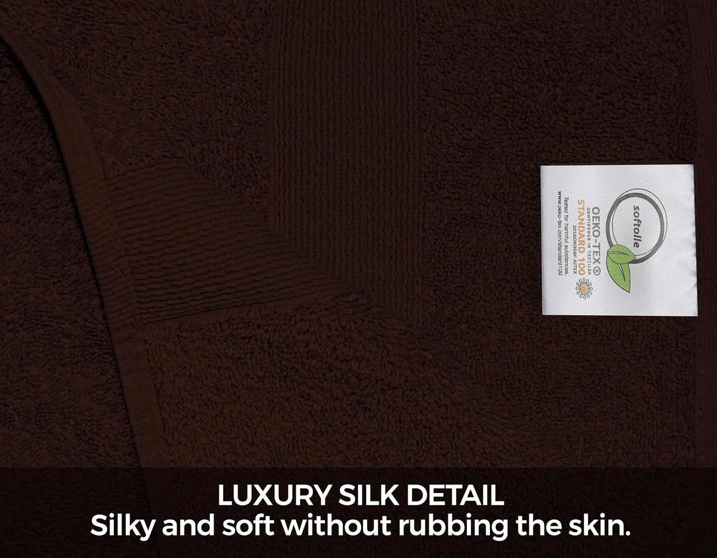 Softolle Luxury 8 Piece Towel Set, 2 Bath Towels 2 Hand Towels 4 Washcloths, Towels for Bathroom, Home, Spa & Gym - Highly Absorbent (Brown)