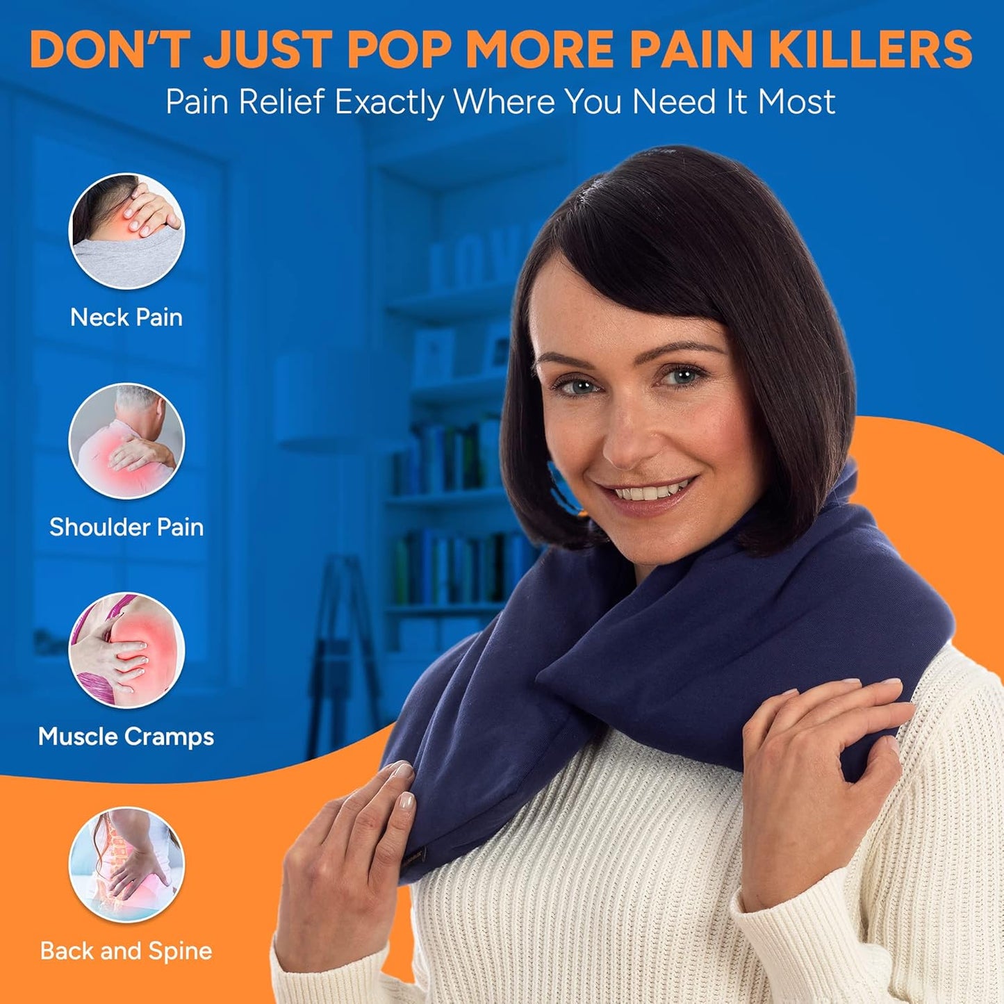 SunnyBay Microwave Heating Pad, Microwavable Heated Neck and Shoulder Wrap for Back Pain and More, Moist Weighted Beanbag Pack with Washable Cover, 29x9 Inches, FSA HSA Eligible, 4 lbs, Unscented